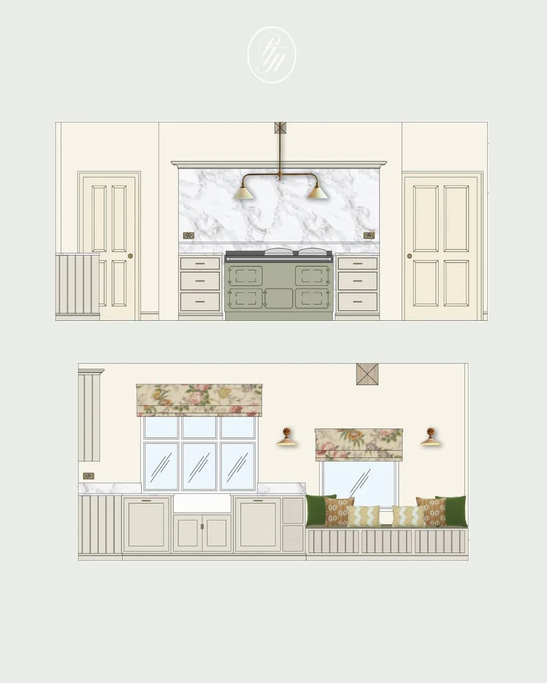 At Piers Thurston Home, we offer bespoke B2B services that work seamlessly with your existing design process. For our most recent commission from @nickypercivalinteriordesign we produced these elevation plans, based on their original designs, to form