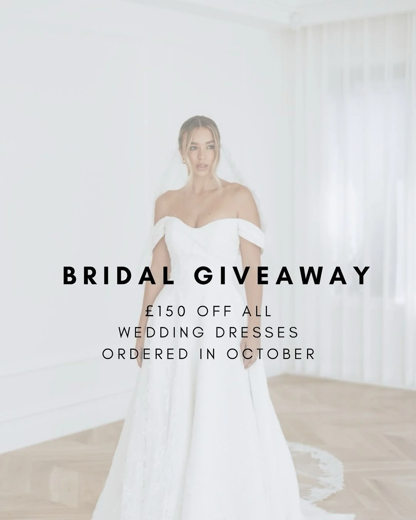 OCTOBER OPENING OFFER. 

To celebrate the launch of Always You Bridal we are offering all brides who purchase a dress in the month of October a further &pound;150 off when they purchase a dress from us. 

#bridalgiveaway #alwaysyoubridal