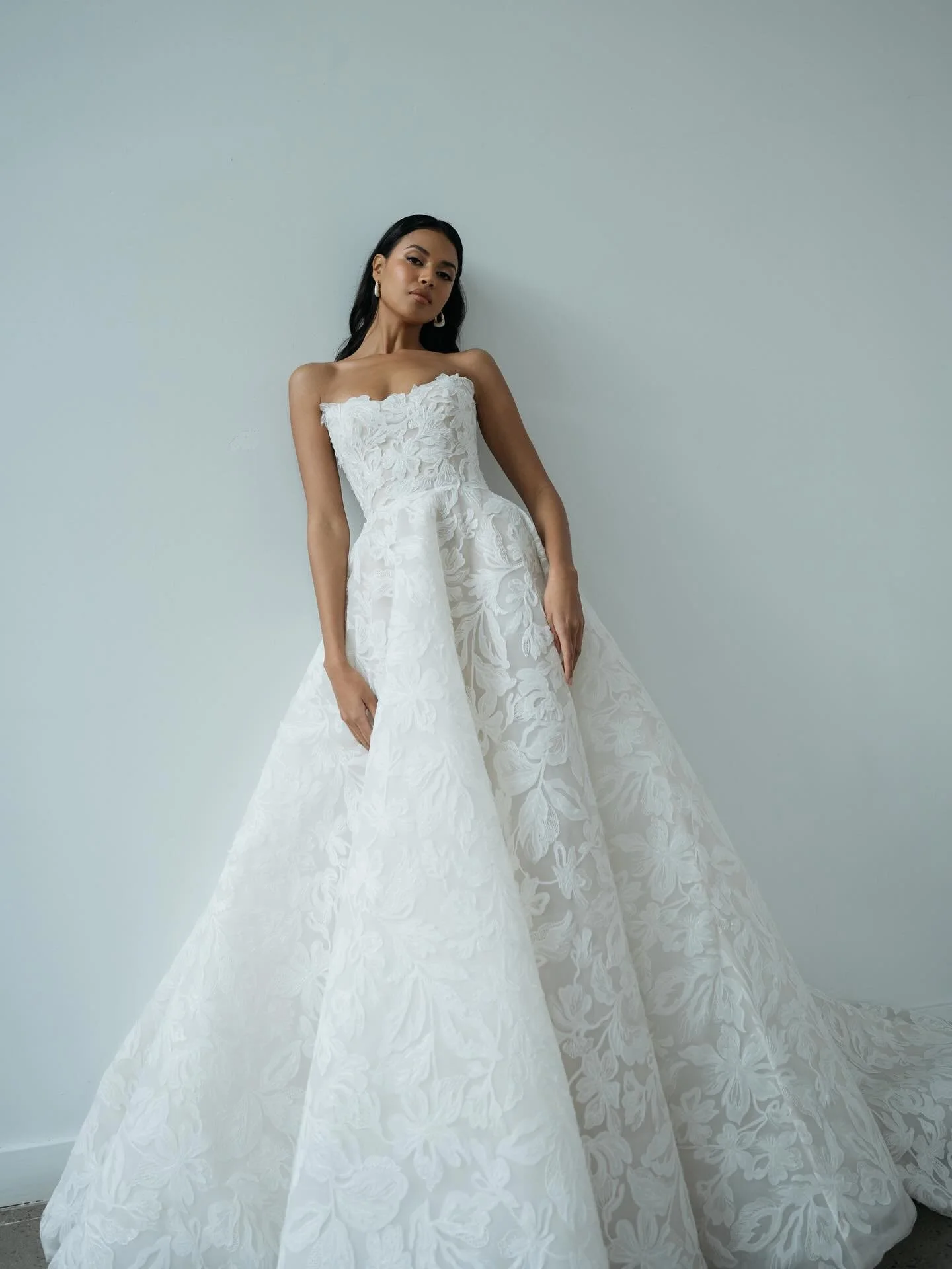 Ezra - Just a little lace moment we&rsquo;re obsessed with. Delicate lace, dreamy design, and pure elegance this gown truly has it all. 🤍