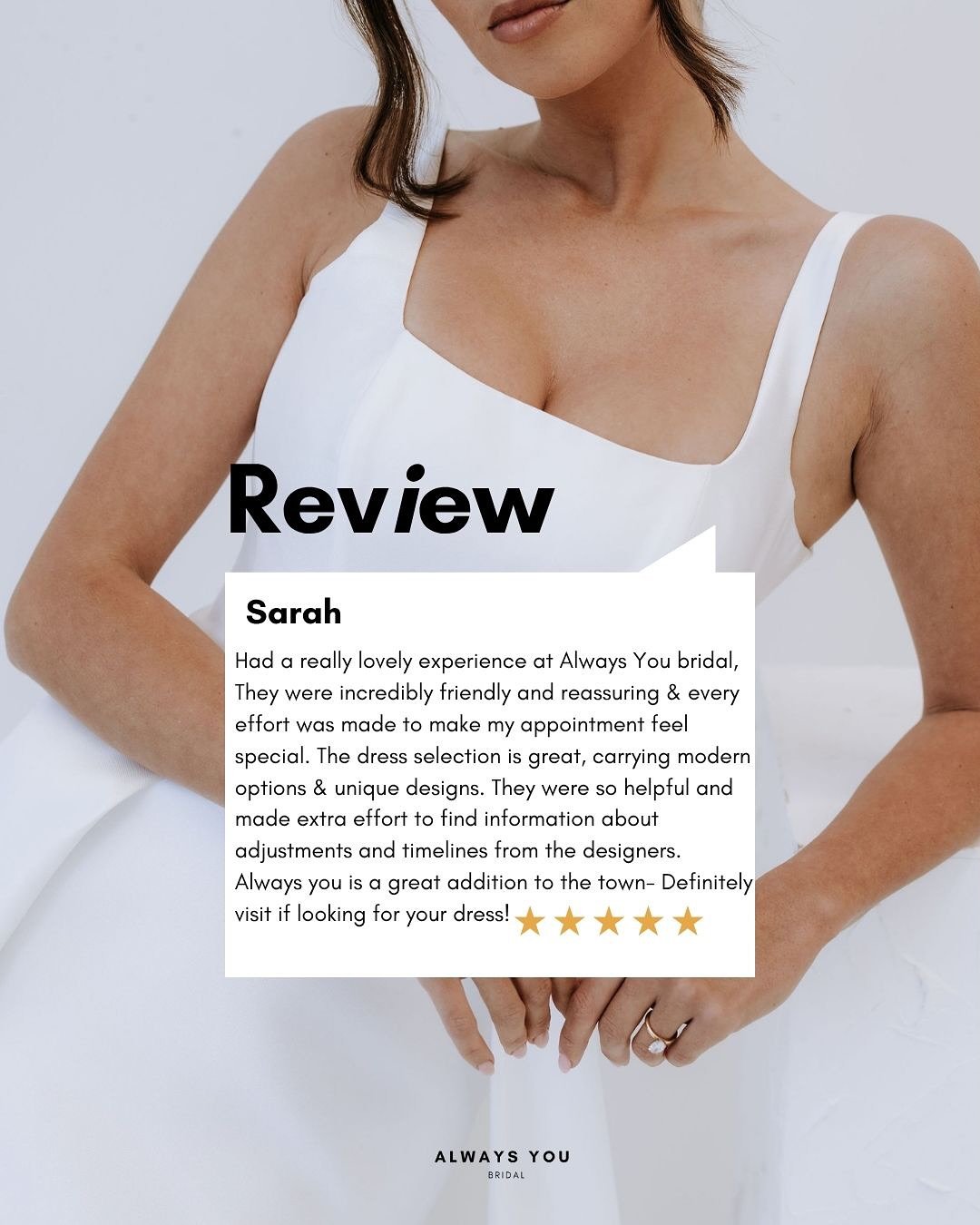 Every kind word from our brides reminds us why we do what we do. Thank you for trusting Always You Bridal with your special moment🤍