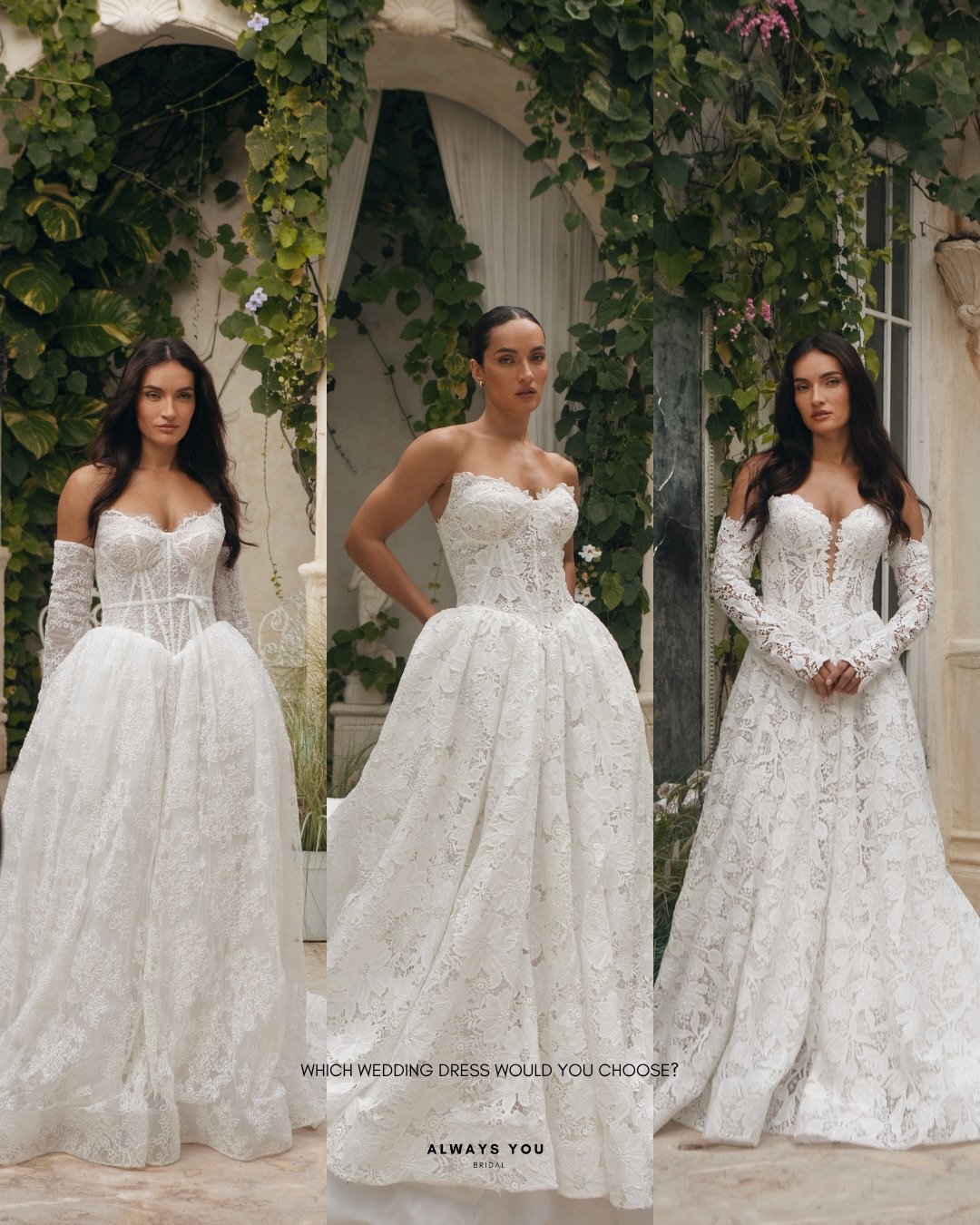 For the all-over lace brides&hellip; which would you choose? Sofia, Millie or Alice 🤍