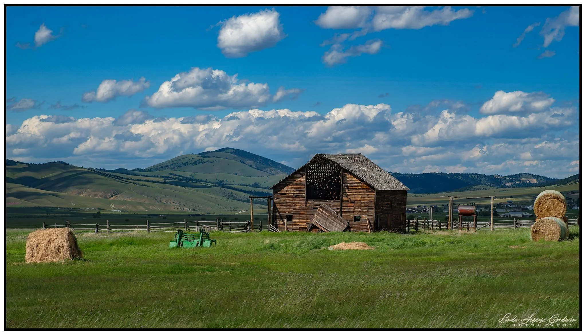 barn with hay bales, Phillipsburg, MT