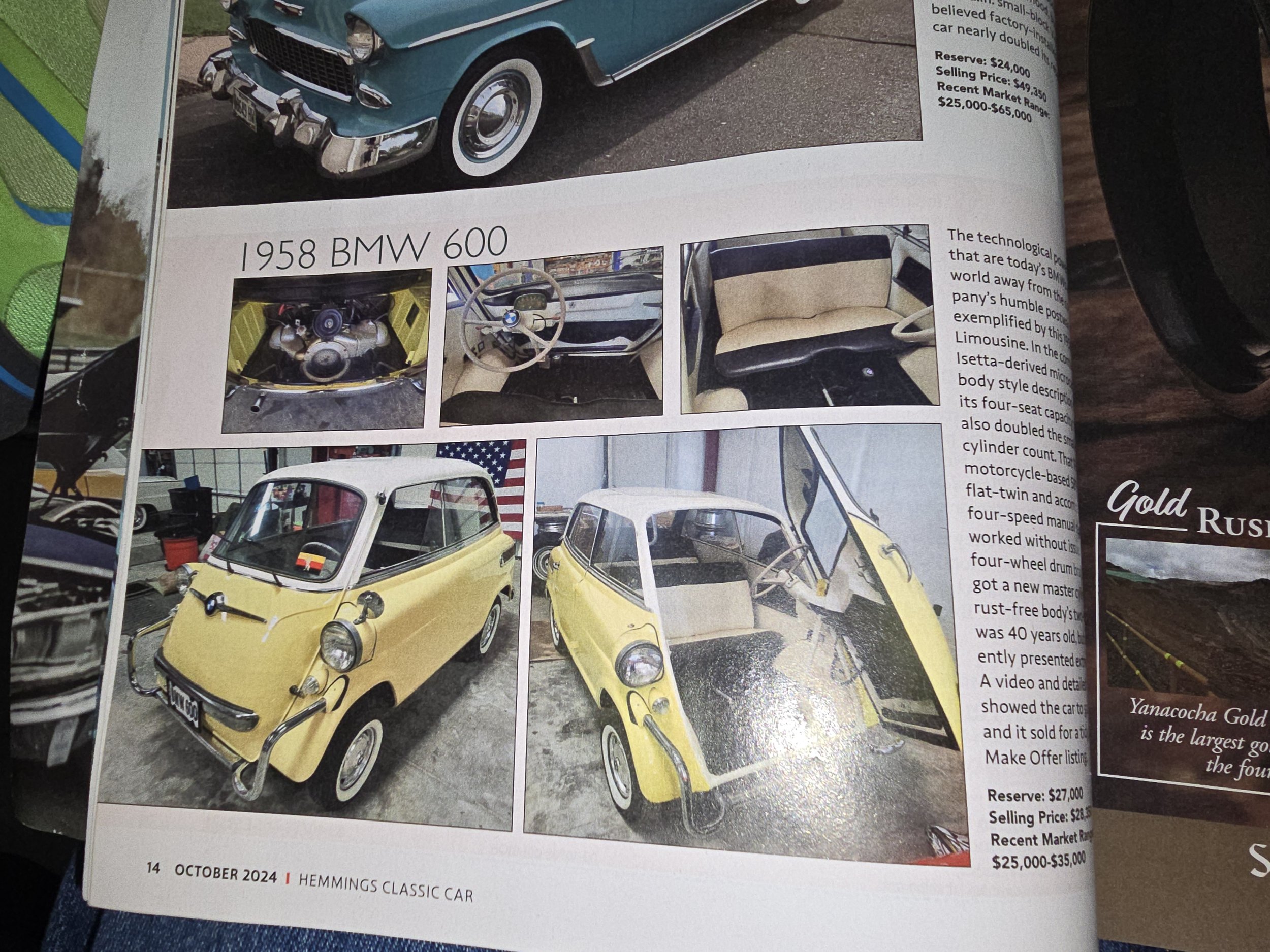 Hemmings Motor News ad featuring a 1957 BMW Isetta with glass restored by Glass Restoration Inc. — collector car glass restoration Sarasota FL