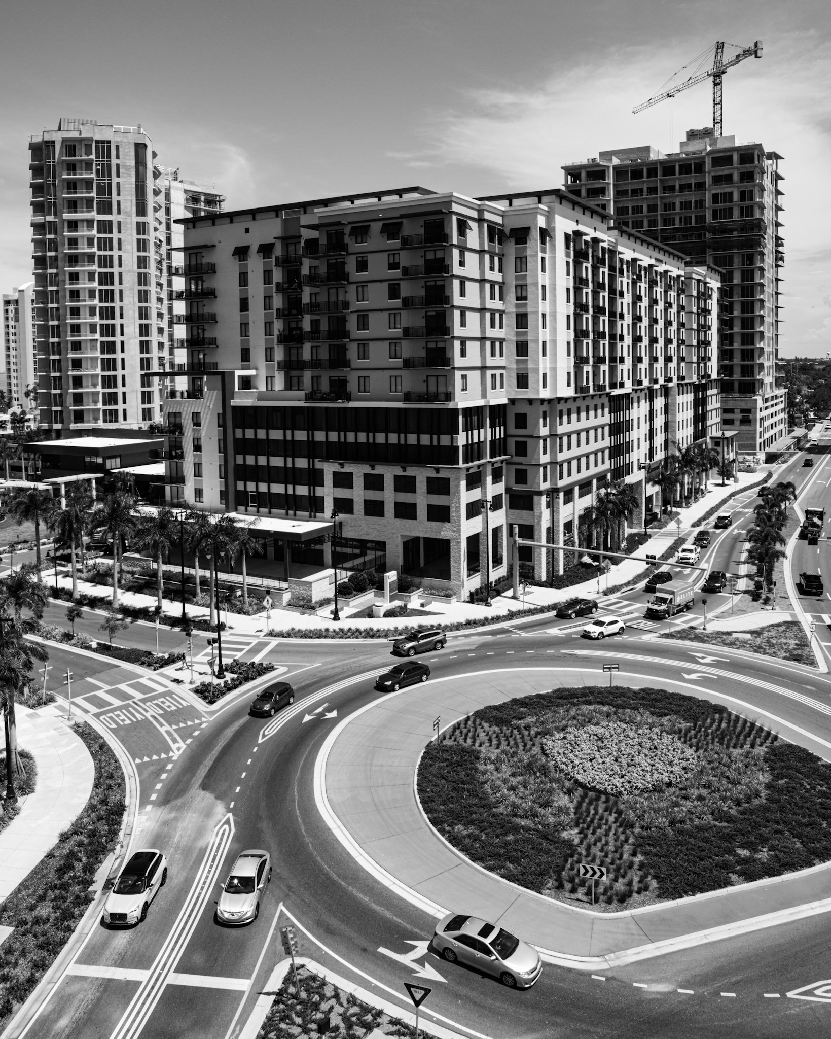 Downtown Sarasota luxury high-rise construction boom along Boulevard of the Arts — Glass Restoration Inc. serves new construction glass restoration throughout the district.