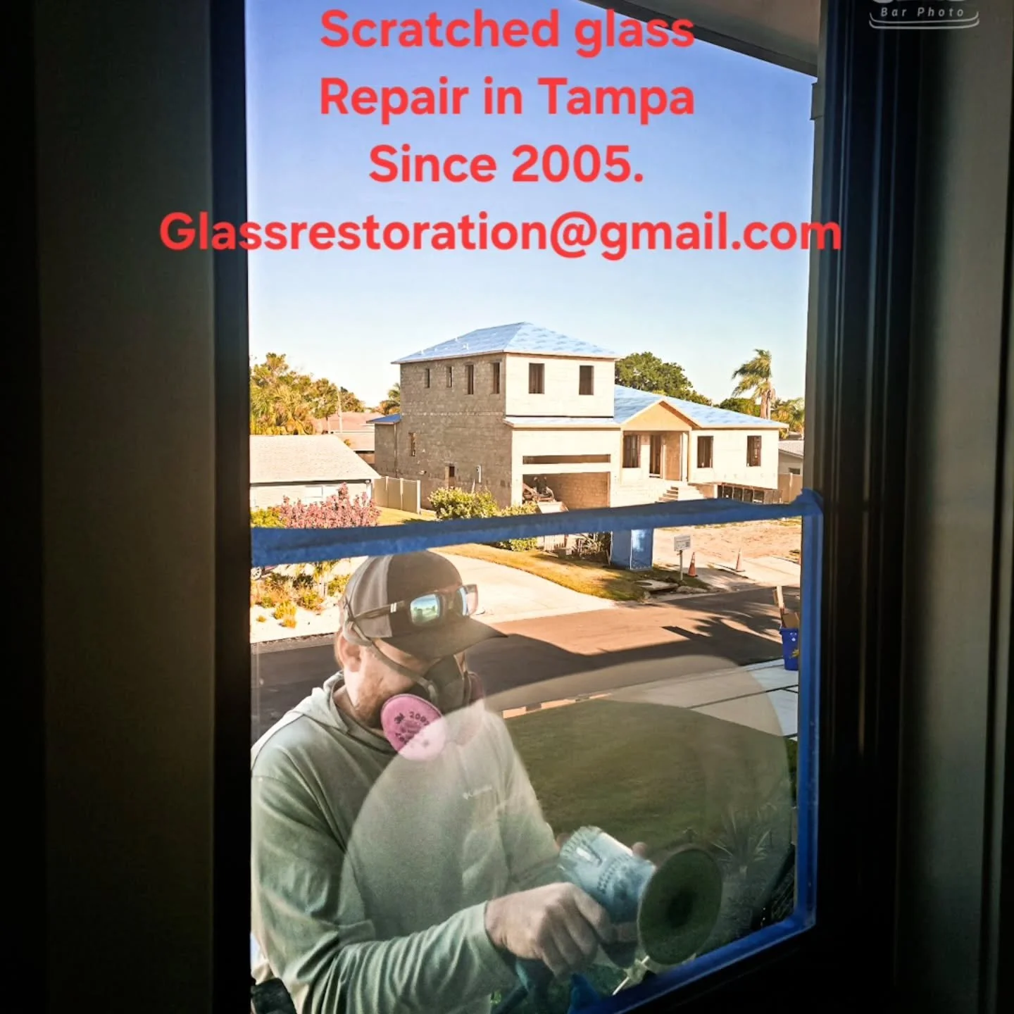 Early starts for a big house in Tampa. Nobody beats our quality on the Gulf Coast of Florida. Period. #WeFixScratchedGlass #scratchedglass# #florida #simplythebest #tampabay