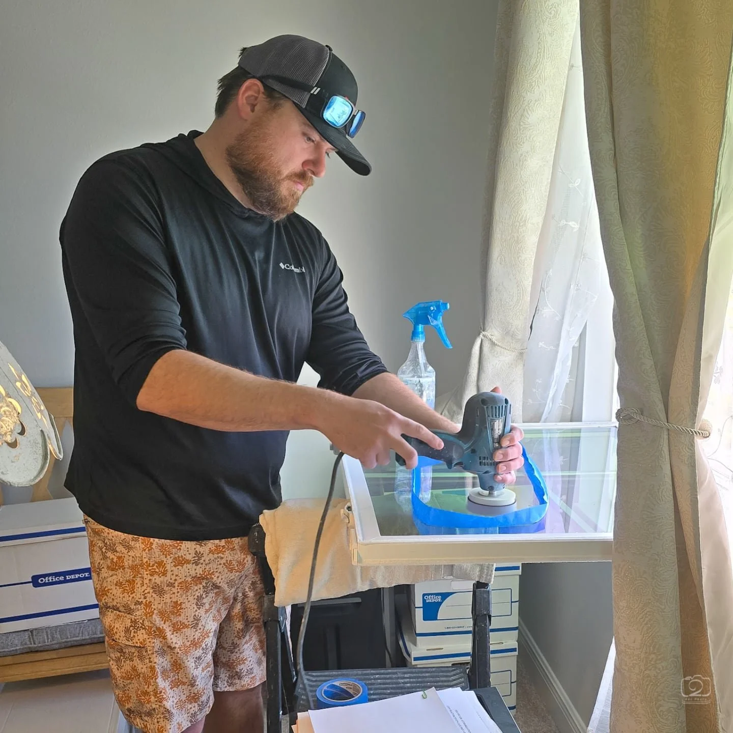 It's so nice when second floor exterior window scratches don't require a ladder to restore. Parrish FL home pictured. #scratchedglass #fixscrathedglass #howtofixscratchedglass
