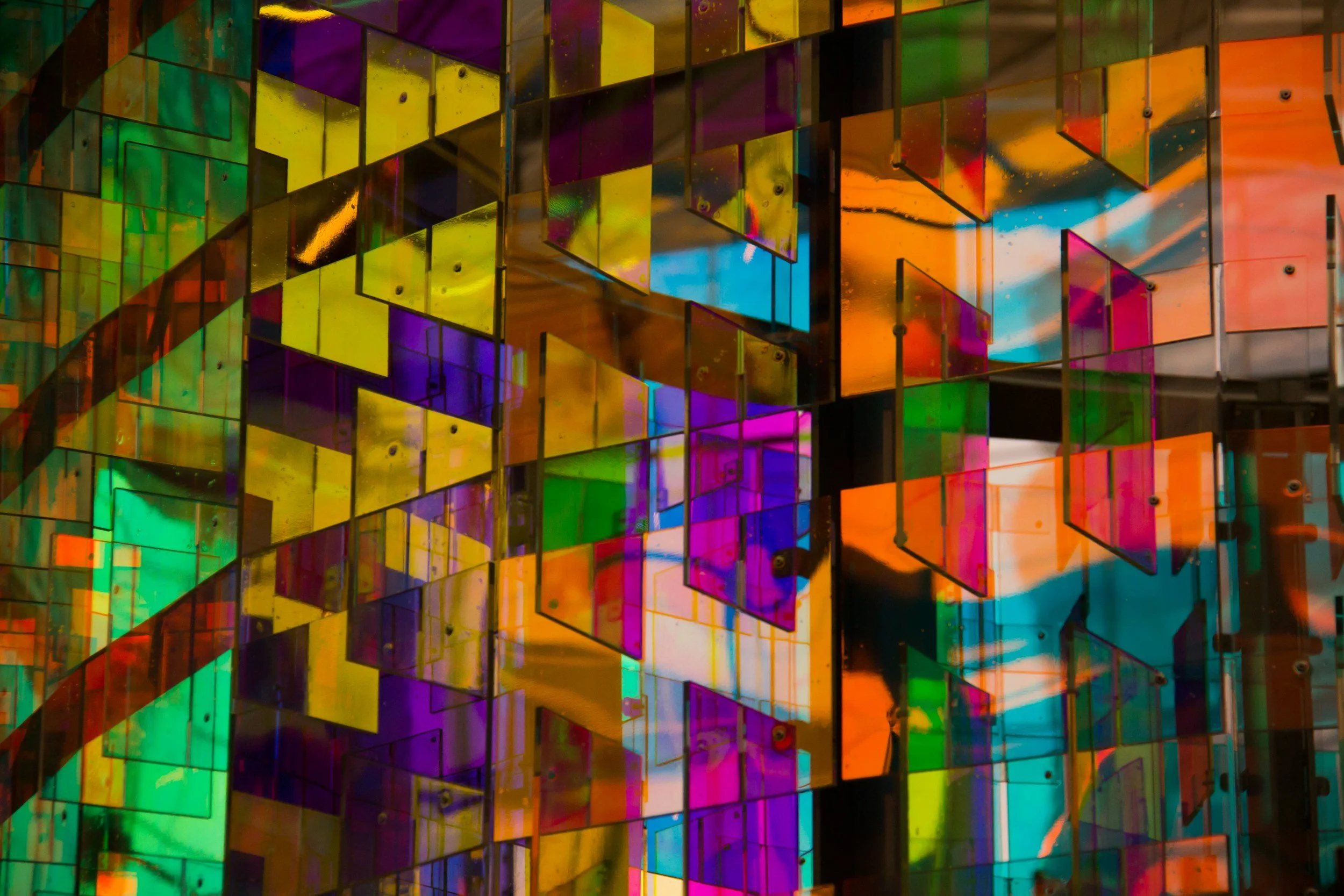 Modern stained glass artwork, carrying forward the same colored-glass tradition that shaped medieval cathedral windows centuries ago