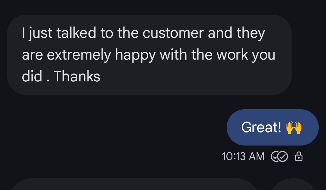 A Sarasota builder's text after our crew completed a warranty glass restoration job. This is the message every superintendent wants to send — and the result every homeowner deserves.