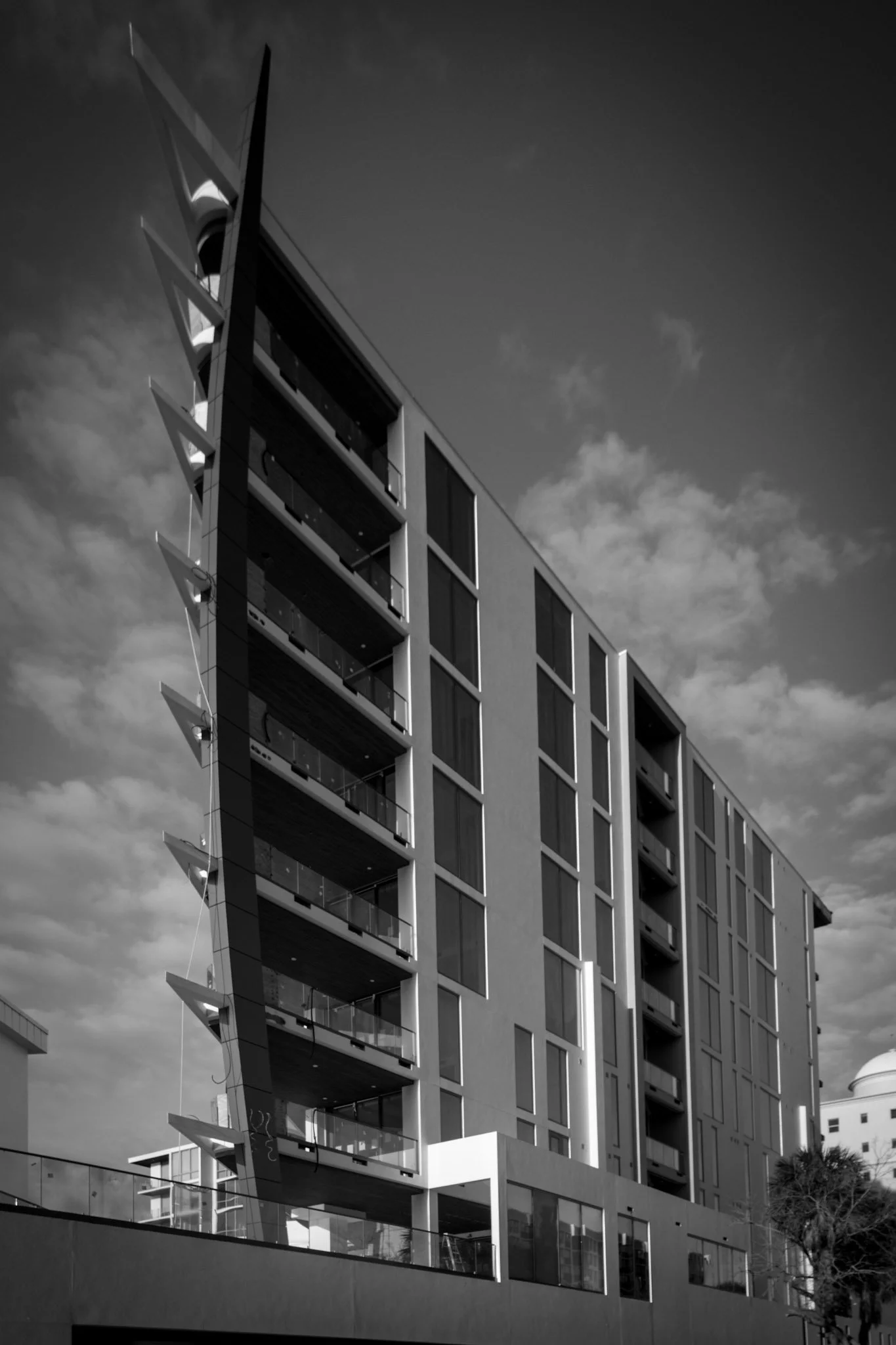 Post-construction glass restoration and window cleaning at SIX88 Sarasota, a luxury waterfront condominium on Golden Gate Point.