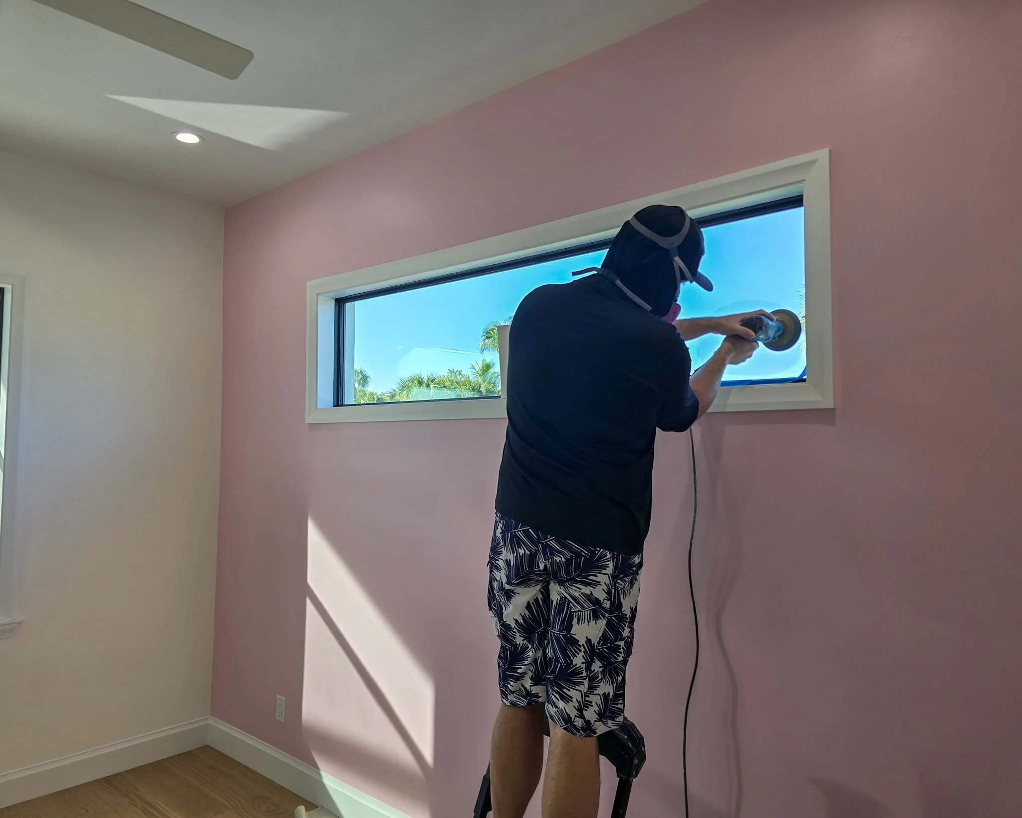 Glass scratch repair at a 55+ active adult home in Regency at Babcock Ranch — Glass Restoration Inc. on-site artisan restoration, Charlotte County Florida.