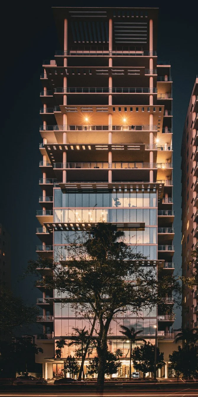 The Epoch Sarasota bayfront condominium on Palm Avenue — artisan glass scratch repair by Glass Restoration Inc.