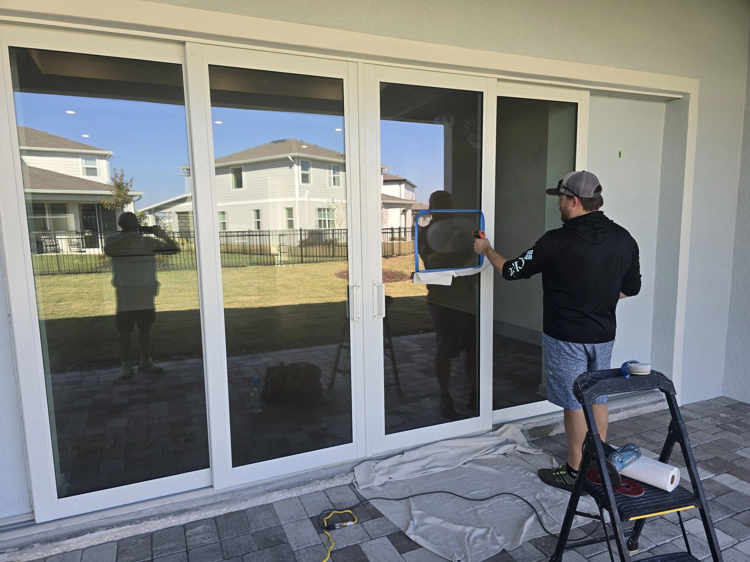 Glass restoration on a condo lanai at Sandpiper Key, Manasota Key FL