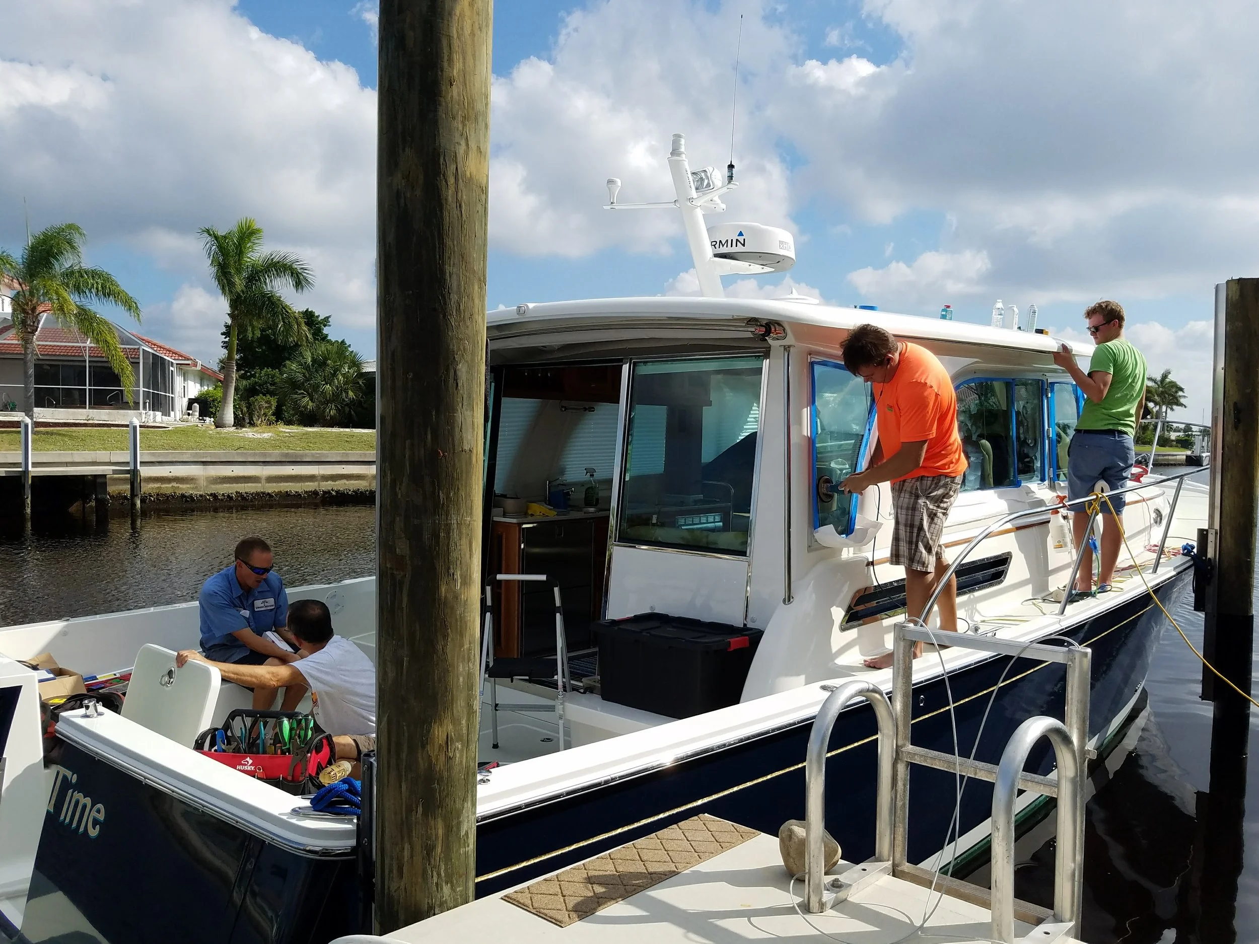 Marina-front glass restoration at Fiddler's Creek, Naples, Florida