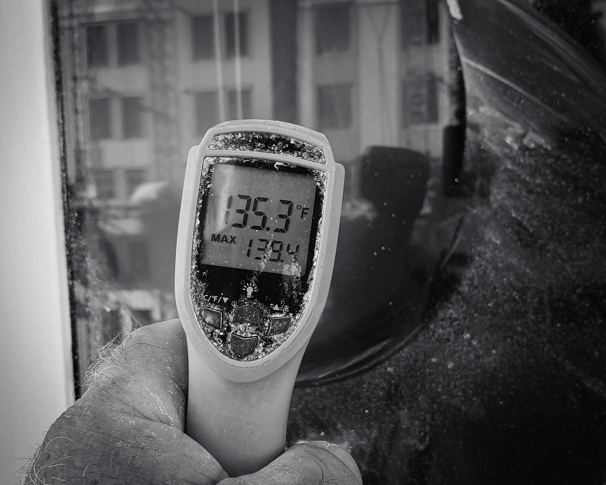 Ensure your Alt Text says something like: "Monitoring glass surface temperature with IR Thermometer during precision polishing in Angeline, Land O' Lakes