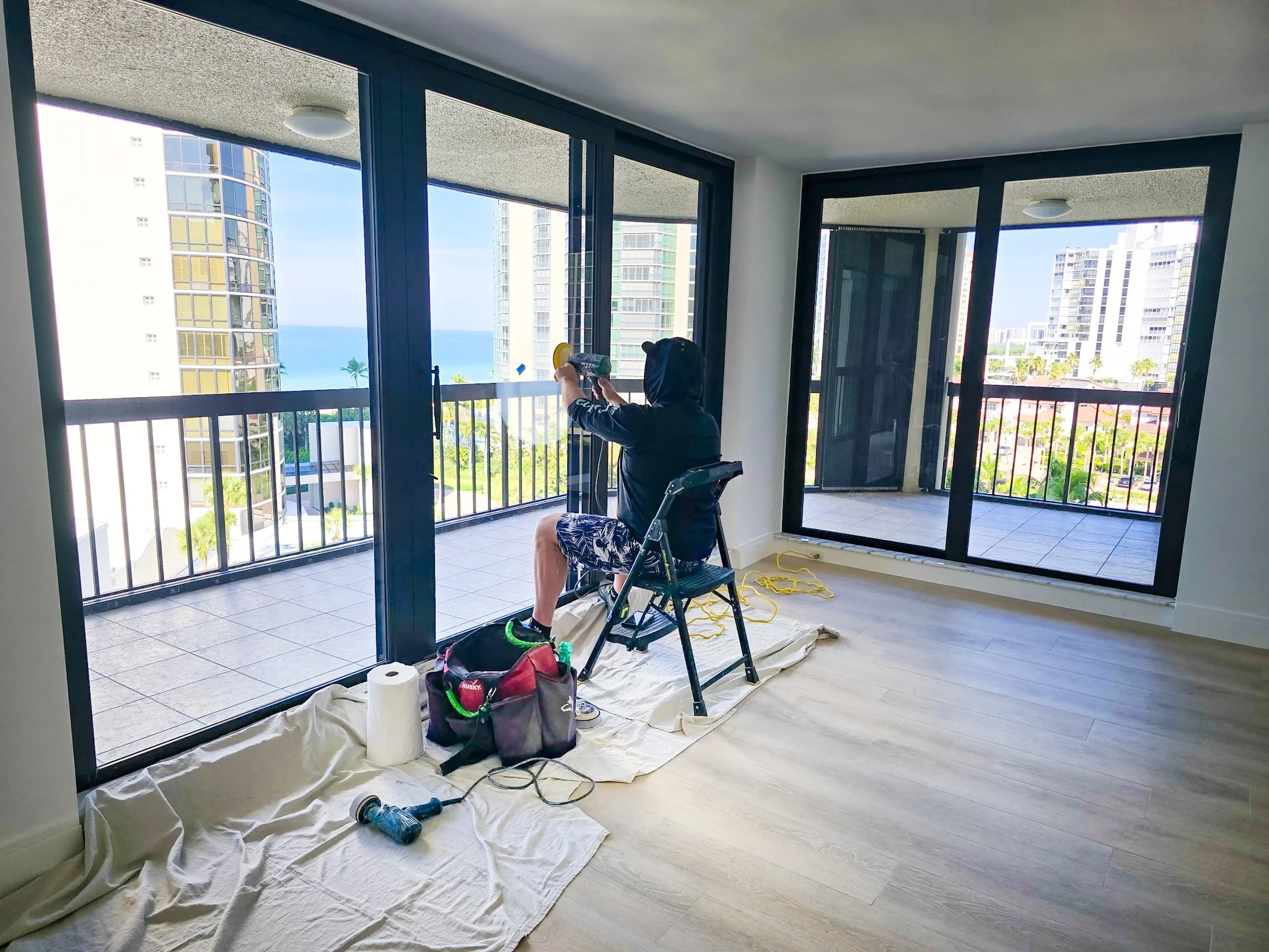 Estate home glass restoration at Bay Colony, Naples, Florida
