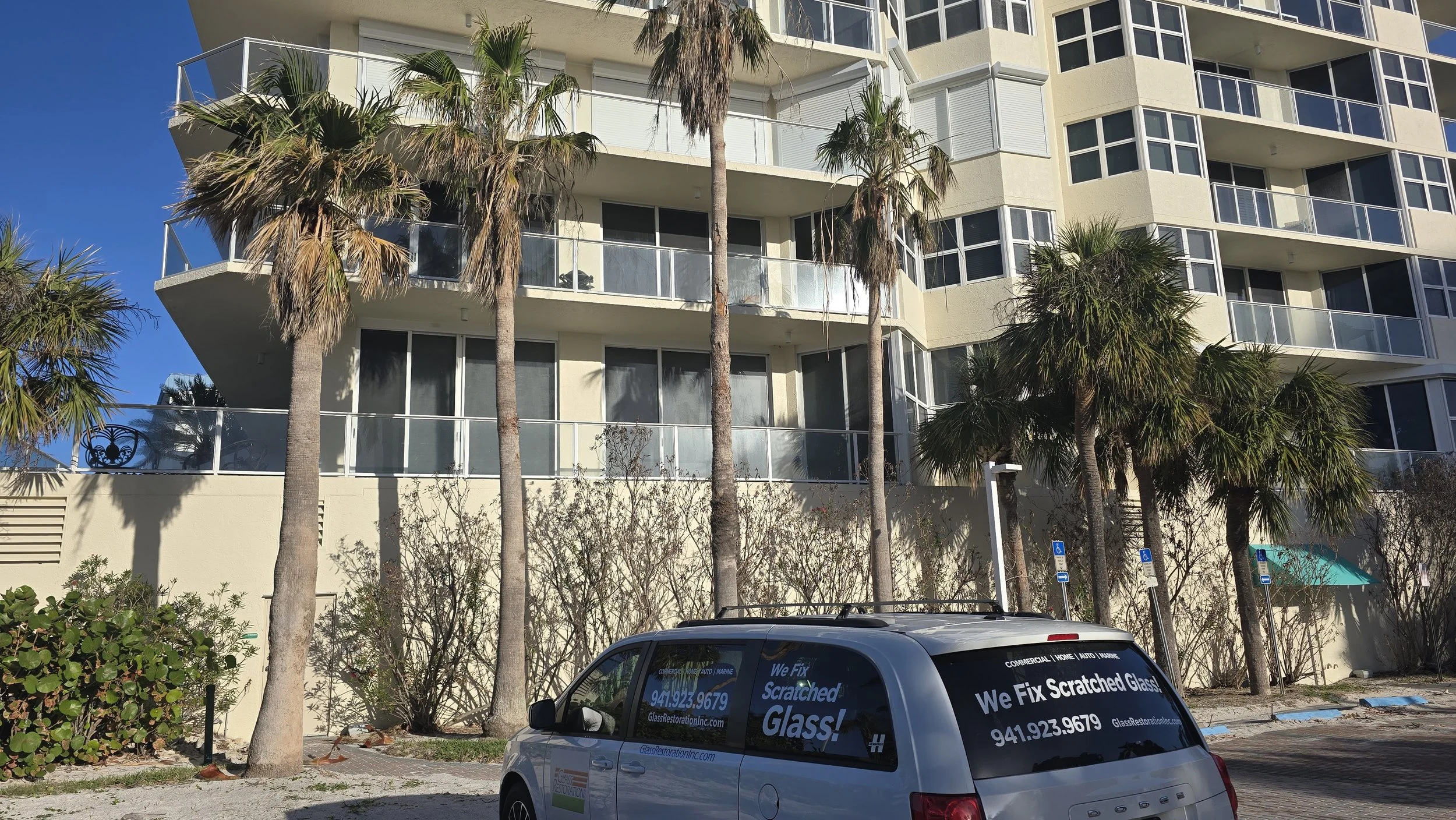 Glass restoration at The Ritz-Carlton Residences 401 Quay Commons, Sarasota FL — Glass Restoration Inc.