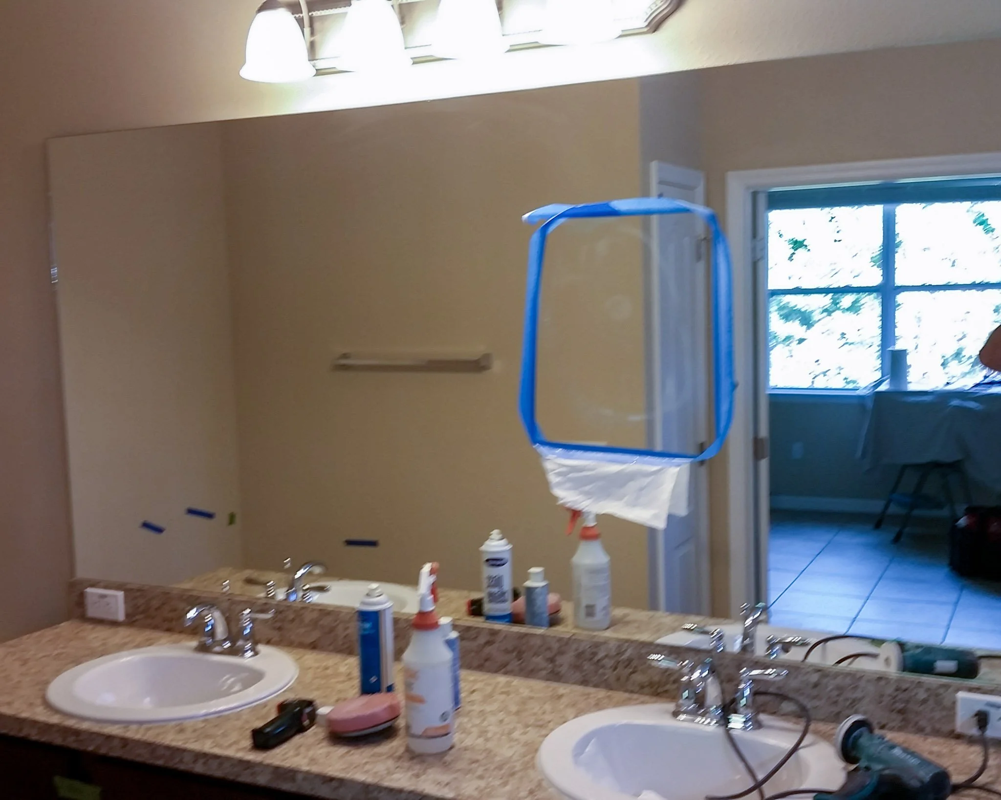 Scratches on the mirror  under the light