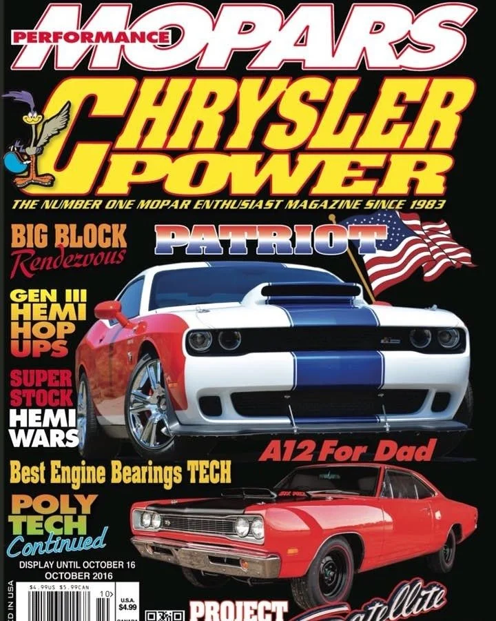 Mopar Magazine featuring a cover car with glass restoration work completed by Glass Restoration Inc. — see our classic and collector vehicle glass restoration services for Sarasota FL and nationally