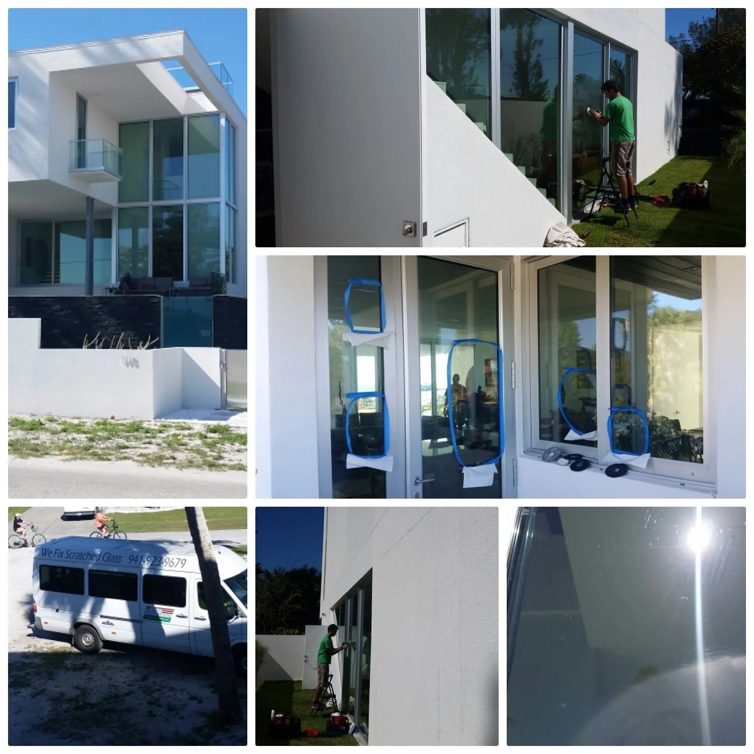 Glass restoration Inc worked for the Architect Builder to make this home beautiful again after glass was scratched by cleaning errors.