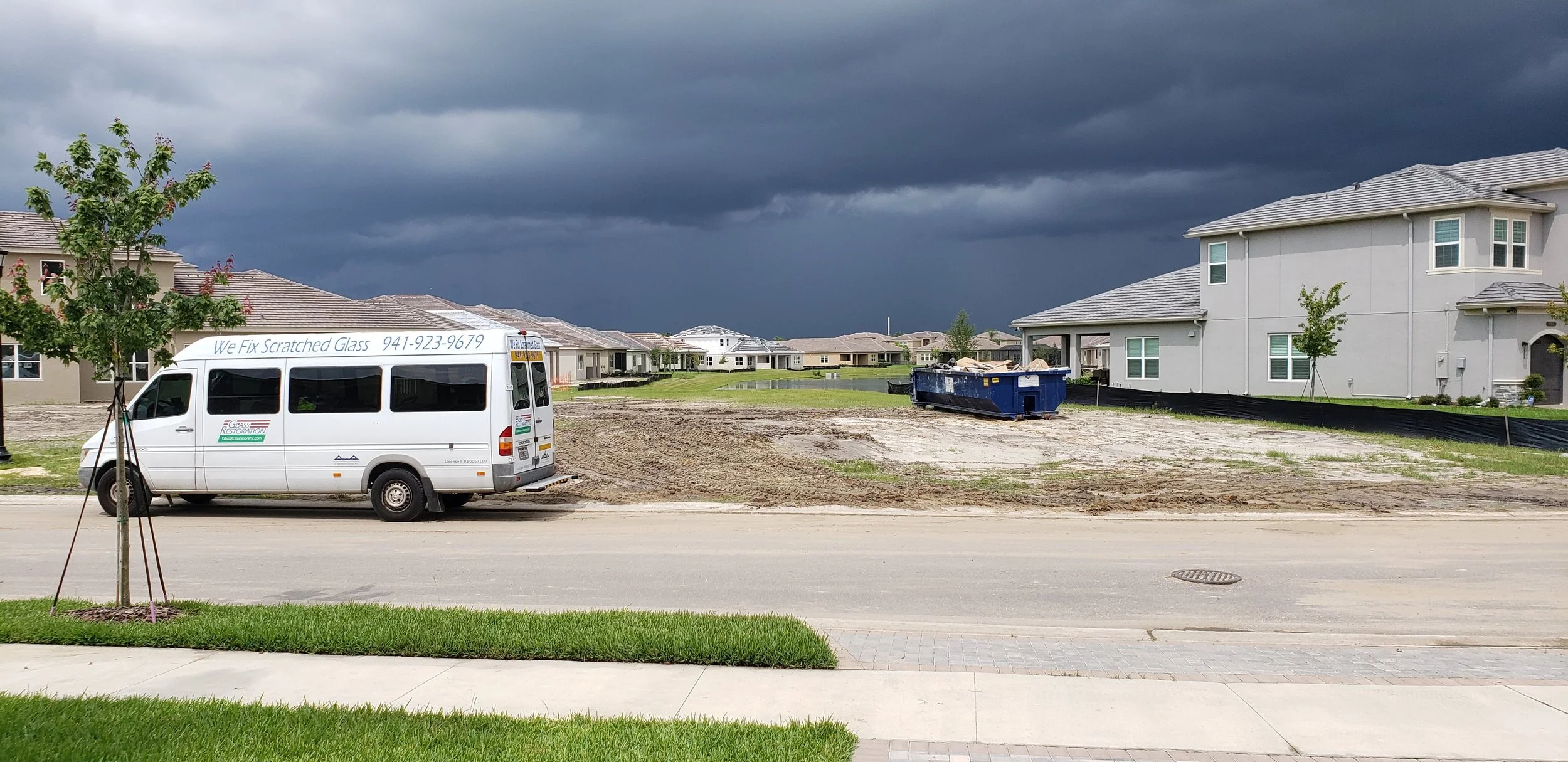 New construction glass scratch repair at Brooksville, Florida
