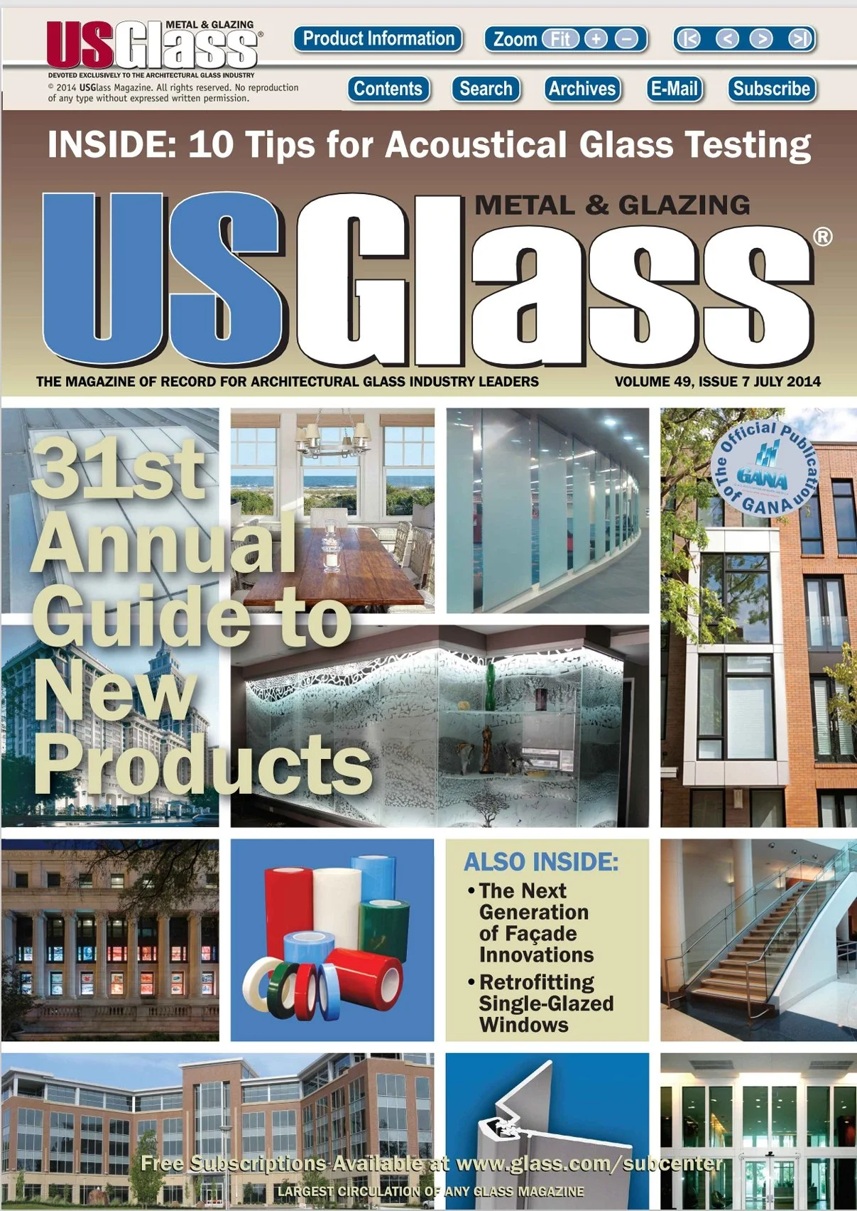 Glass Magazine July 2014 cover — Glass Restoration Inc. featured in the issue covering glass scratch removal specialists on the Florida Gulf Coast
