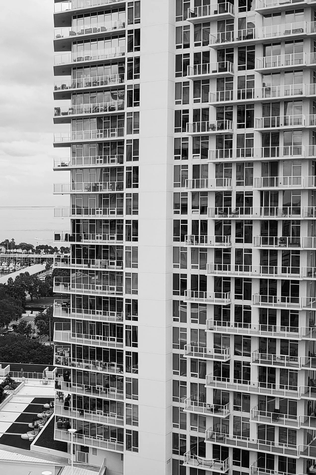 High rise condominium glass scratch repair in St. Petersburg FL — Glass Restoration Inc. serves condominium associations and property managers throughout downtown St. Pete and southern Pinellas Count