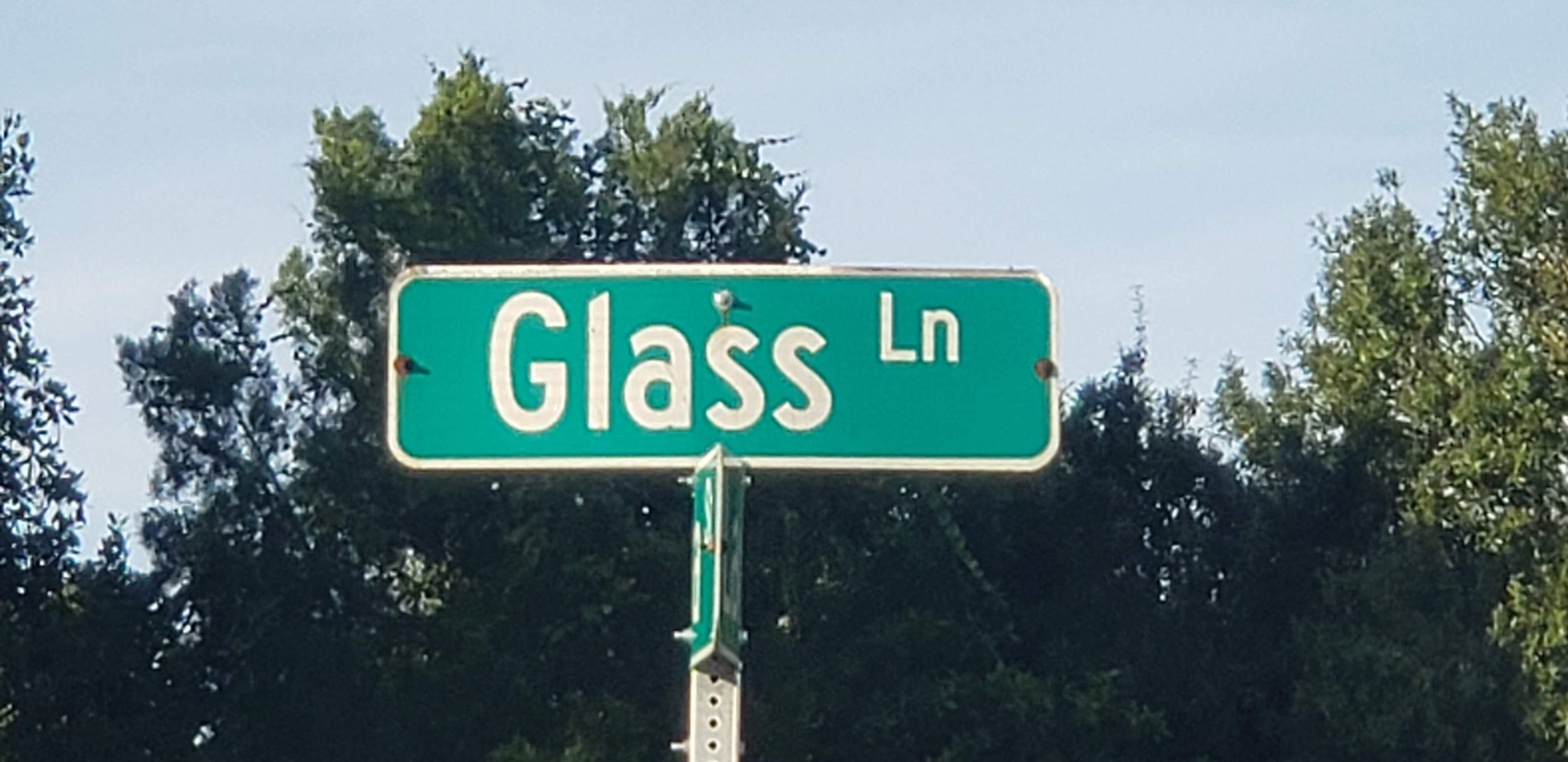 Glass Lane street sign — right up our alley — Glass Restoration Inc. serving Triple Creek Riverview and south Hillsborough County with professional on-site glass scratch repair since 2005