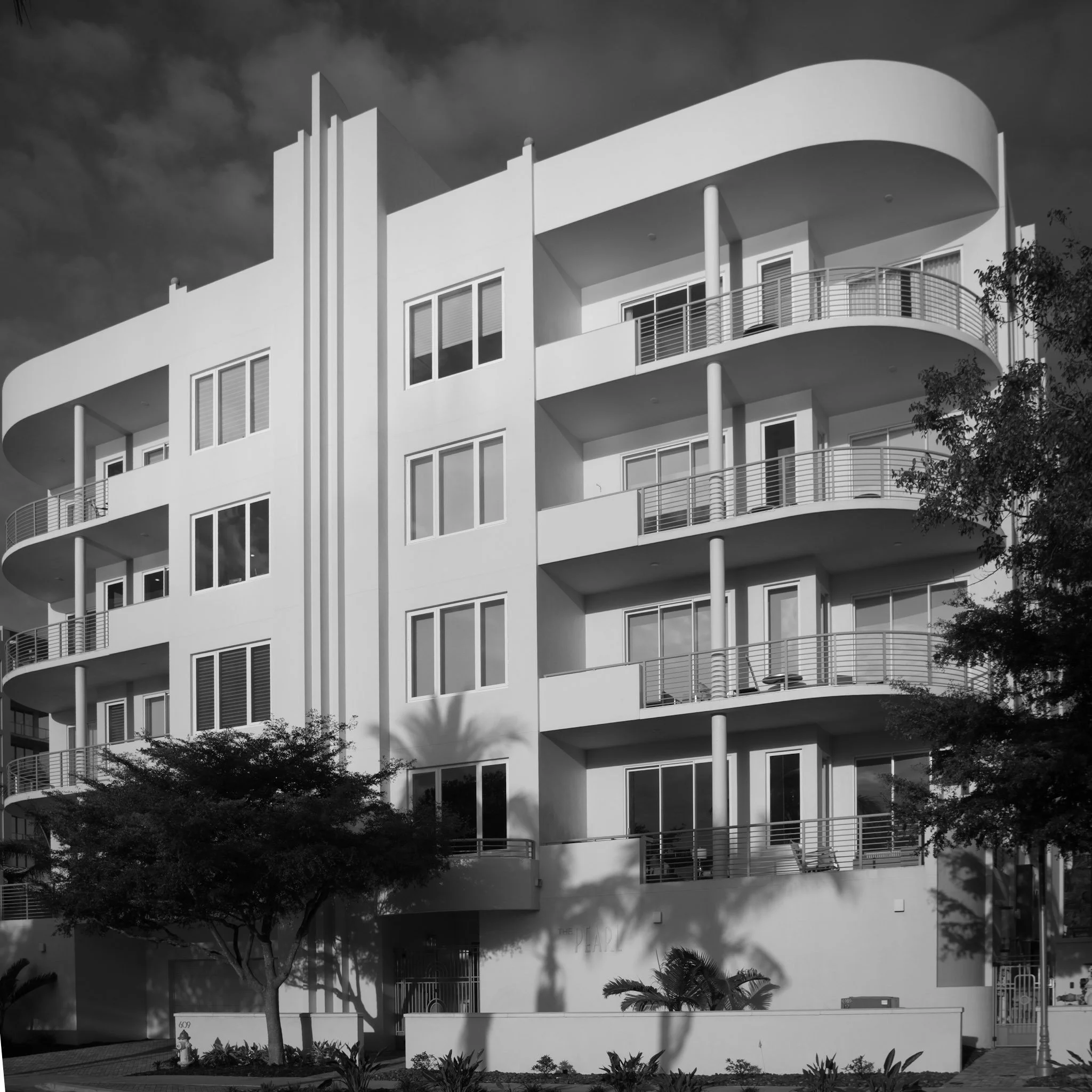 The Pearl Sarasota at 609 Golden Gate Point — Art Deco boutique luxury condominium with panoramic bay views, glass scratch repair by Glass Restoration Inc.