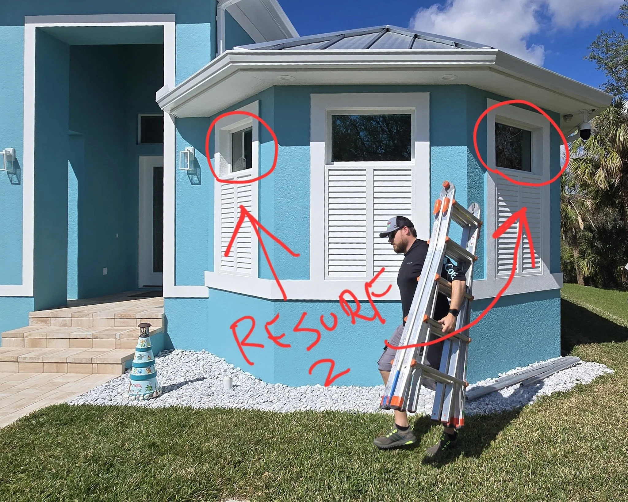 Port Charlotte home with windows to shower room scratched .