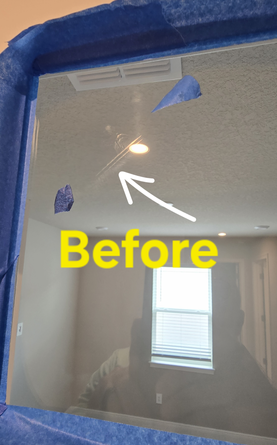 Single lite den door glass with visible scratches before restoration by Glass Restoration Inc. — new construction glass damage in Riverview south Hillsborough County FL before professional on-site scratch repair