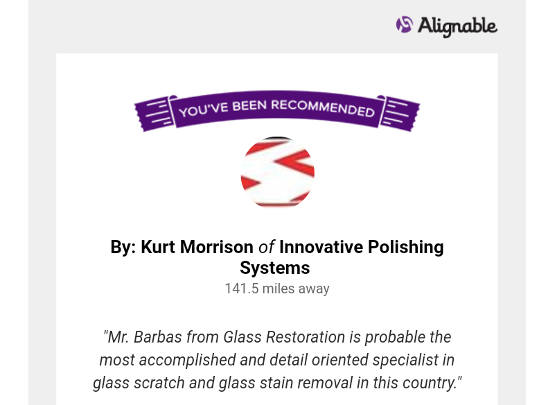 When another lifelong glass professional leaves a review like this, we know were restoring glass right.
