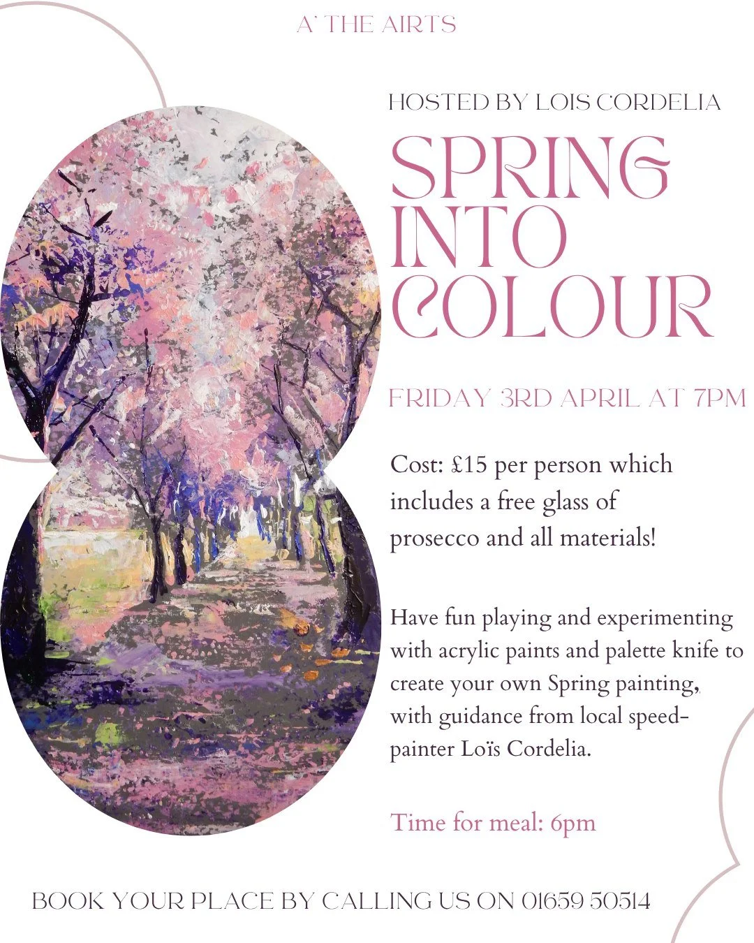 Lois Cordelia is back teaching a Spring themed
workshop!

&pound;15 for all materials and a free glass of bubbly, contact
us to book your place now.