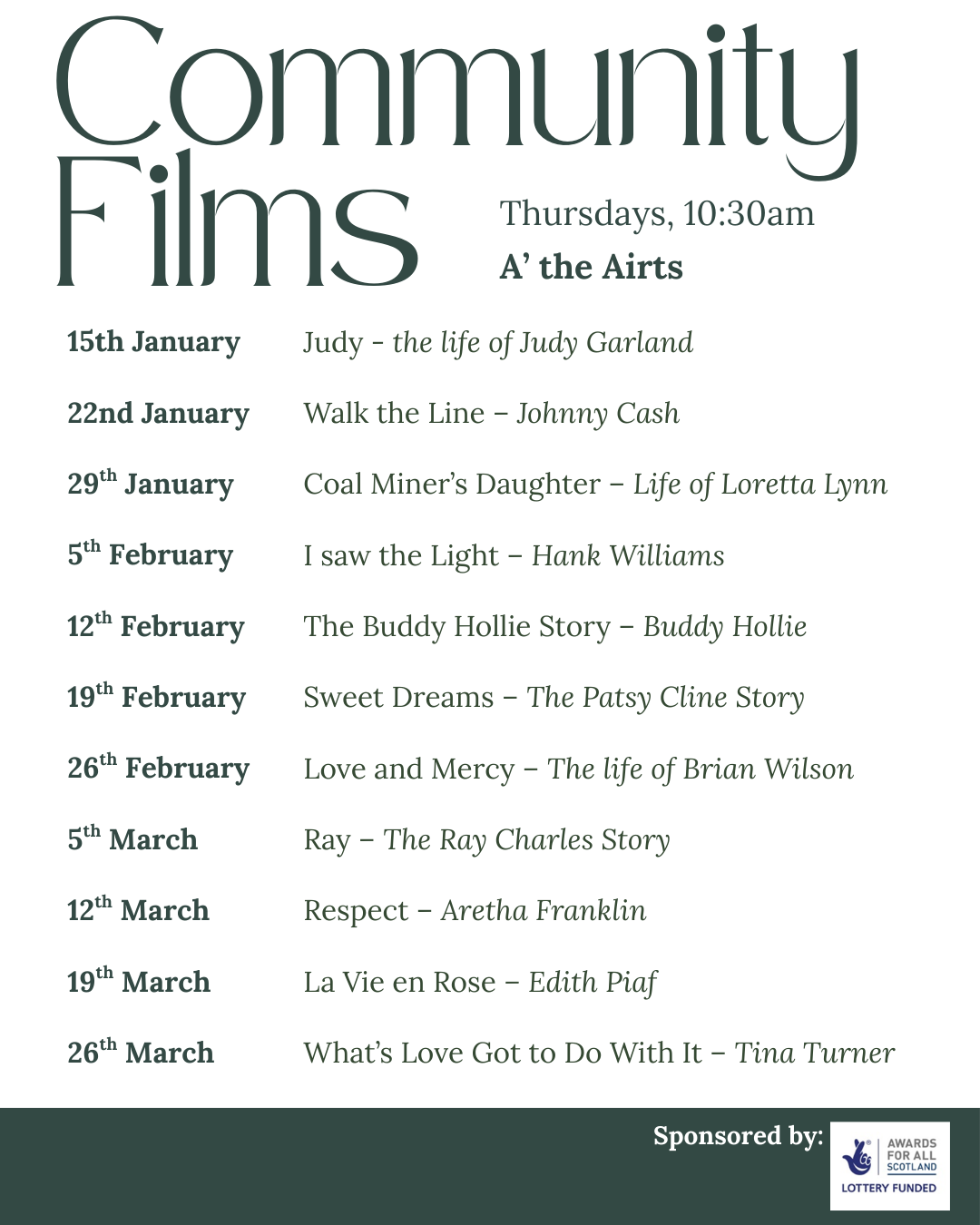 Our Weekly showing of Free Community Films