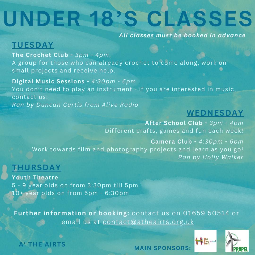 Our classes offered to under 18s