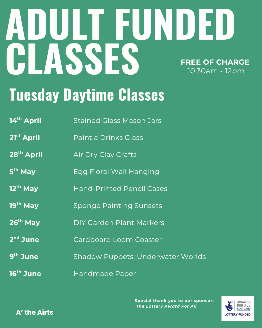Tuesday Craft Classes