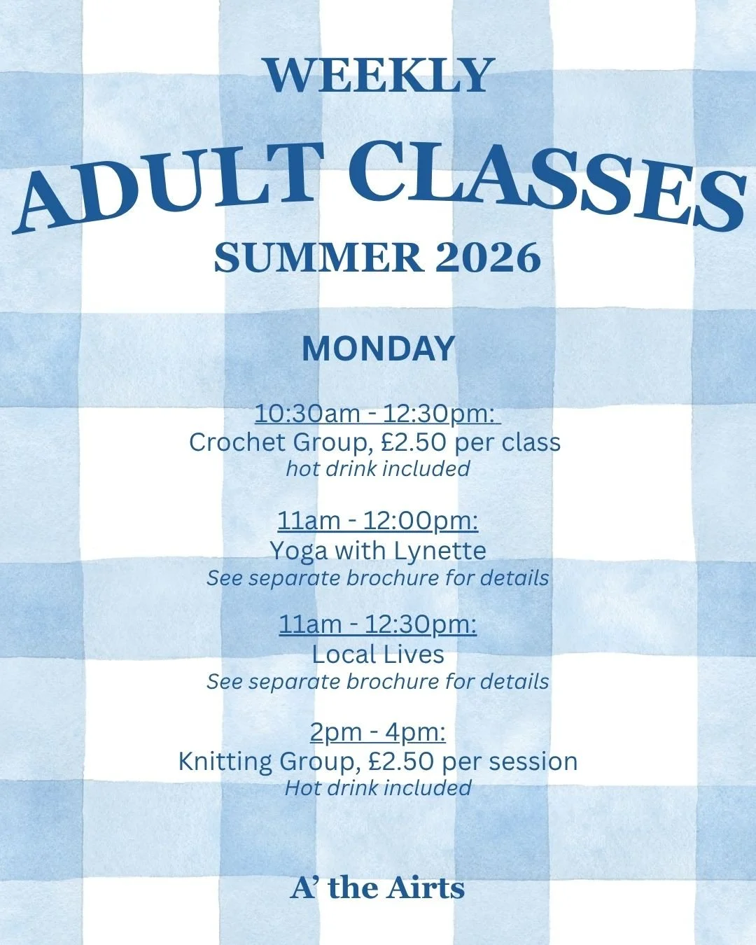 Our weekly adult craft classes