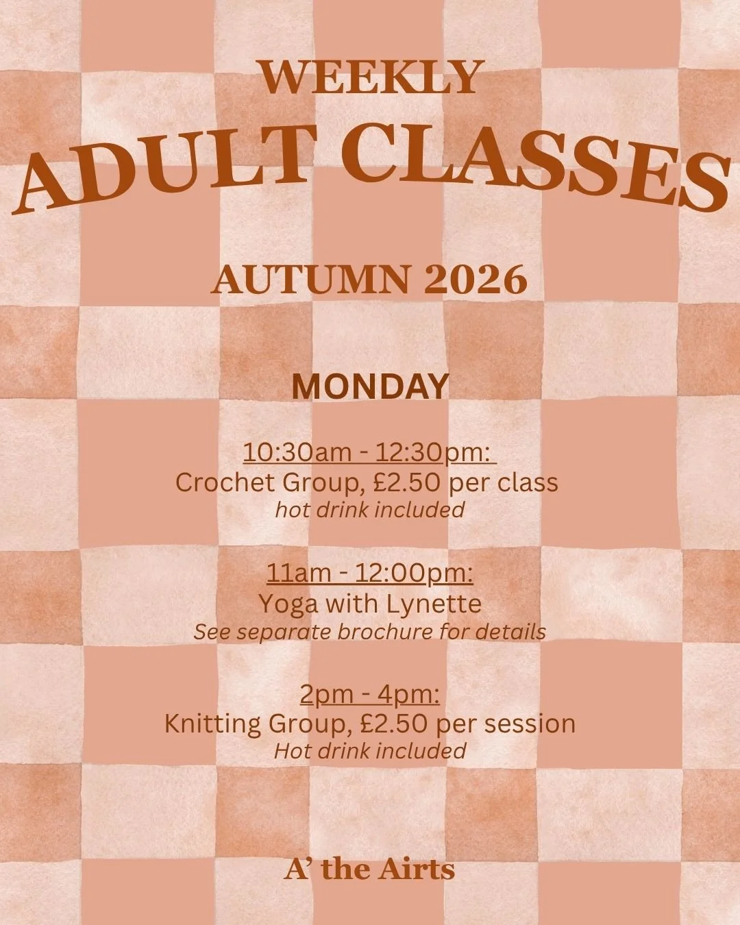 Our weekly adult craft classes