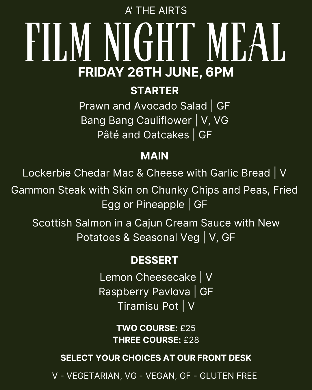 Film Night Meal for April