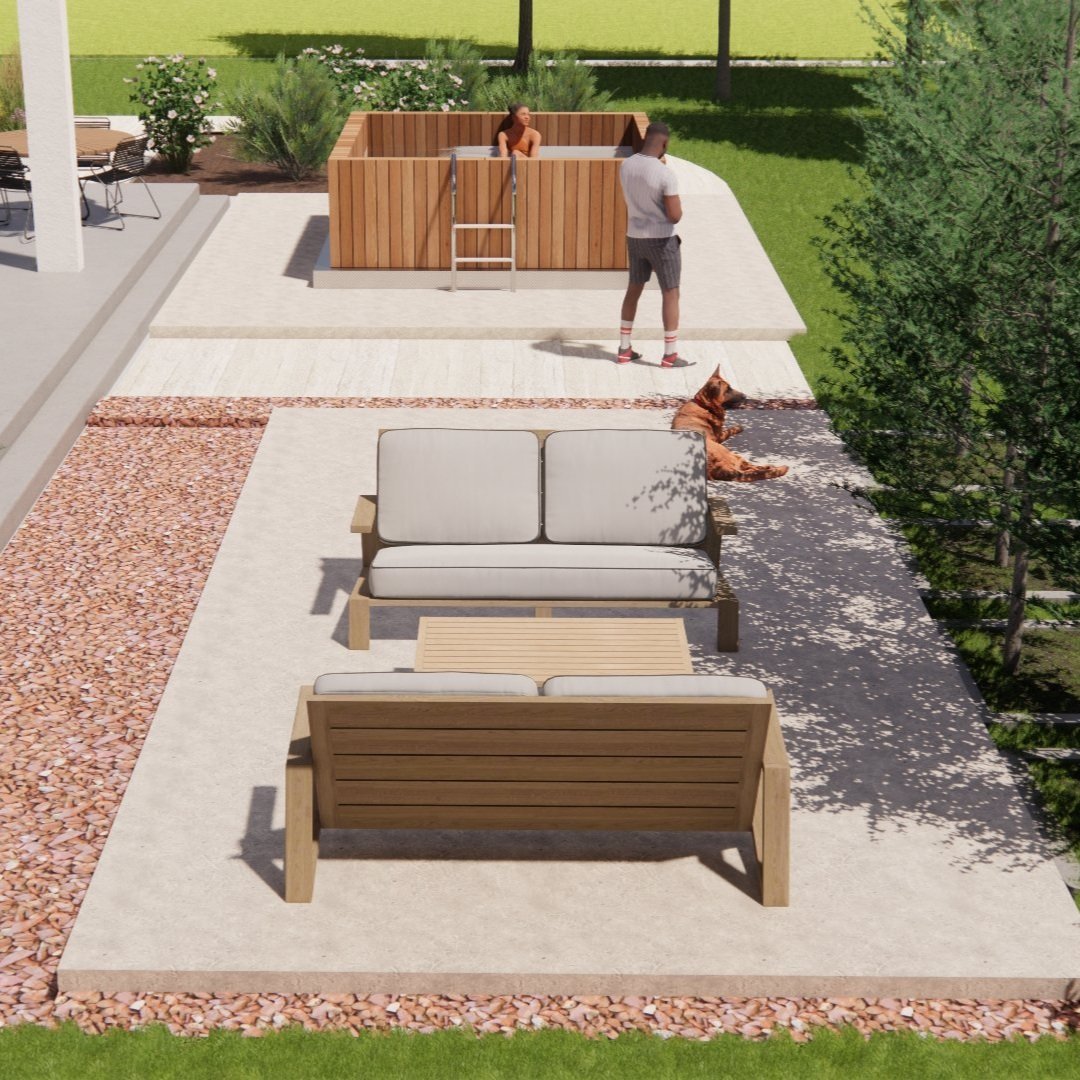 Digital rendering of patio
