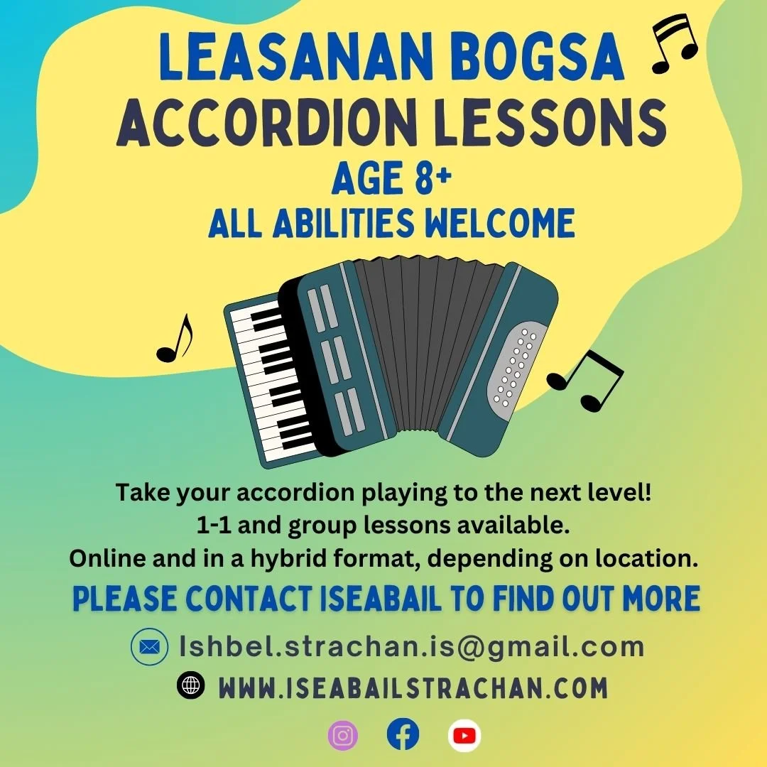 Leasanan-ci&ugrave;il! 🪗🎶
I'm looking forward to starting up lessons with my school pupils who've been off for the summer.  If you would like to start accordion lessons too, do get in touch! 😀