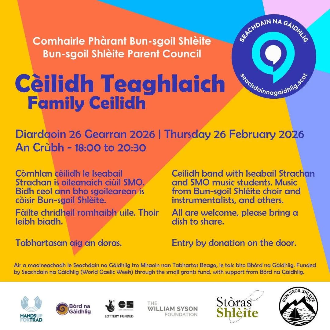 Tha mi gl&egrave; thoilichte a bhith a&rsquo; comharrachadh @sngaidhlig  aig a&rsquo; ch&egrave;ilidh seo aig An Cr&ugrave;bh Skye Diardaoin sa tighinn 🪗🎻🕺