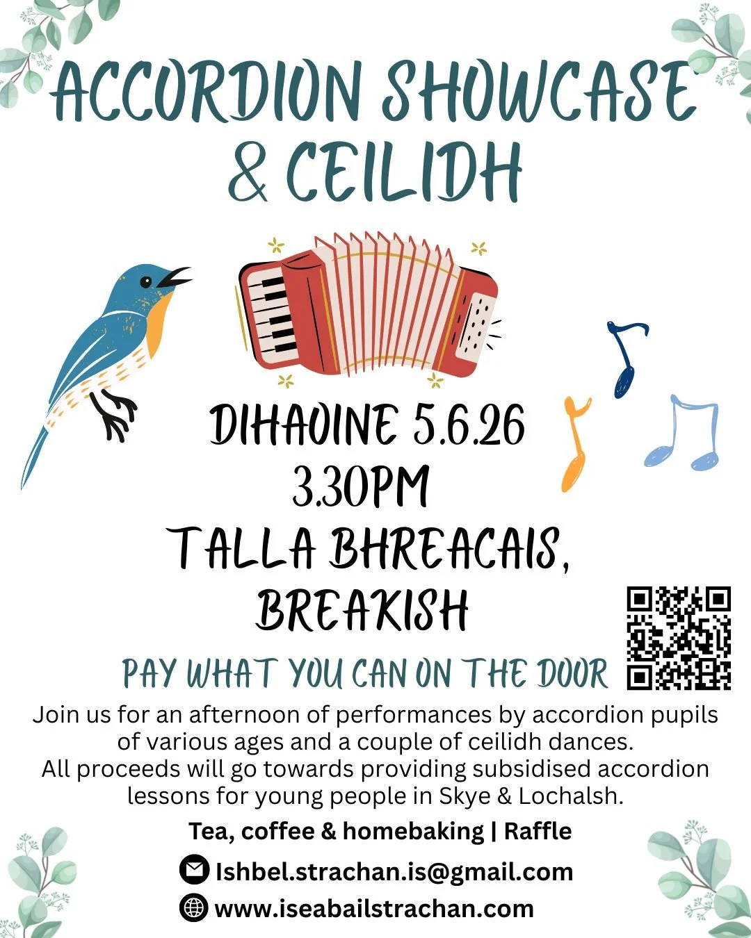 I have been teaching accordion lessons to pupils from Skye &amp; Lochalsh every week during term time since 2019.  I started through the local F&egrave;is, and, since covid hit I have mostly been teaching under my own steam. I received a grant from T