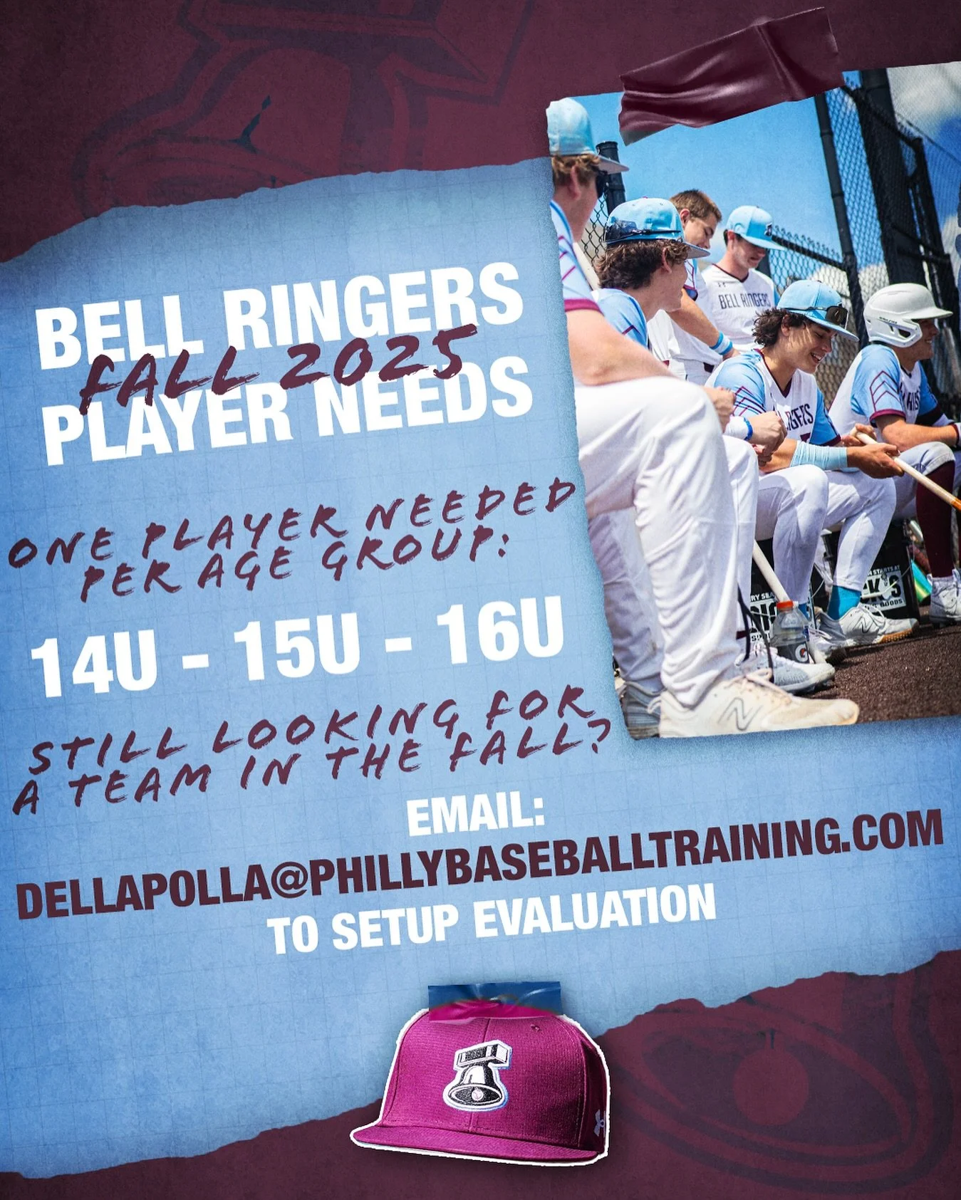Still looking for a team for the fall? We have limited roster spots available at the age groups above!
Please email dellapolla@phillybaseballtraining.com to setup an evaluation 🔔