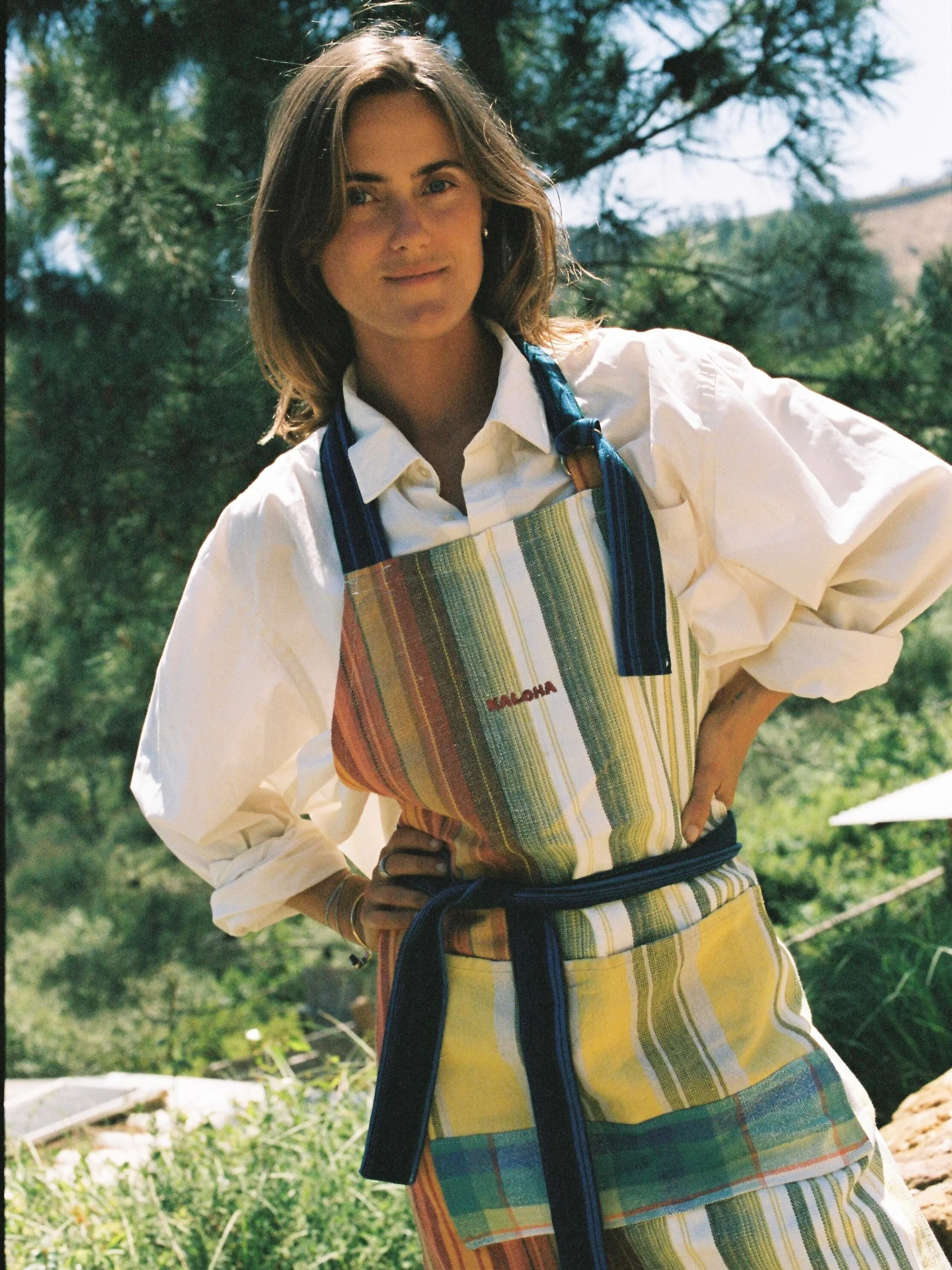 Aprons made from vintage kitchen fabrics. Made from the times when it was meant to last, and so it did - still here but made in to a new fresh shape. A one of a kind work garment for you to make a mess looking great. You&rsquo;ll find them in our web