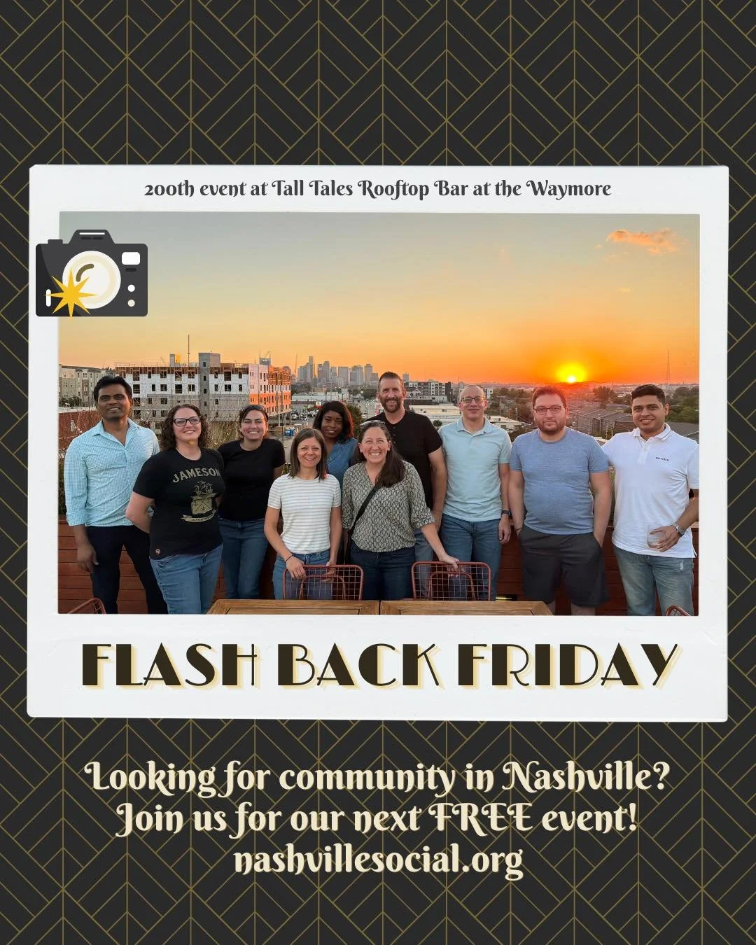 Introducing #flashbackfridays 📸

This month we will hit our 400th event!

Let&rsquo;s flashback to our 200th event on 10/2/25 at talltalesnashville  Rooftop Bar at the waymoresnashville! 

#flashbackfridays #meetup #nashville #meetnewpeople #meetnew