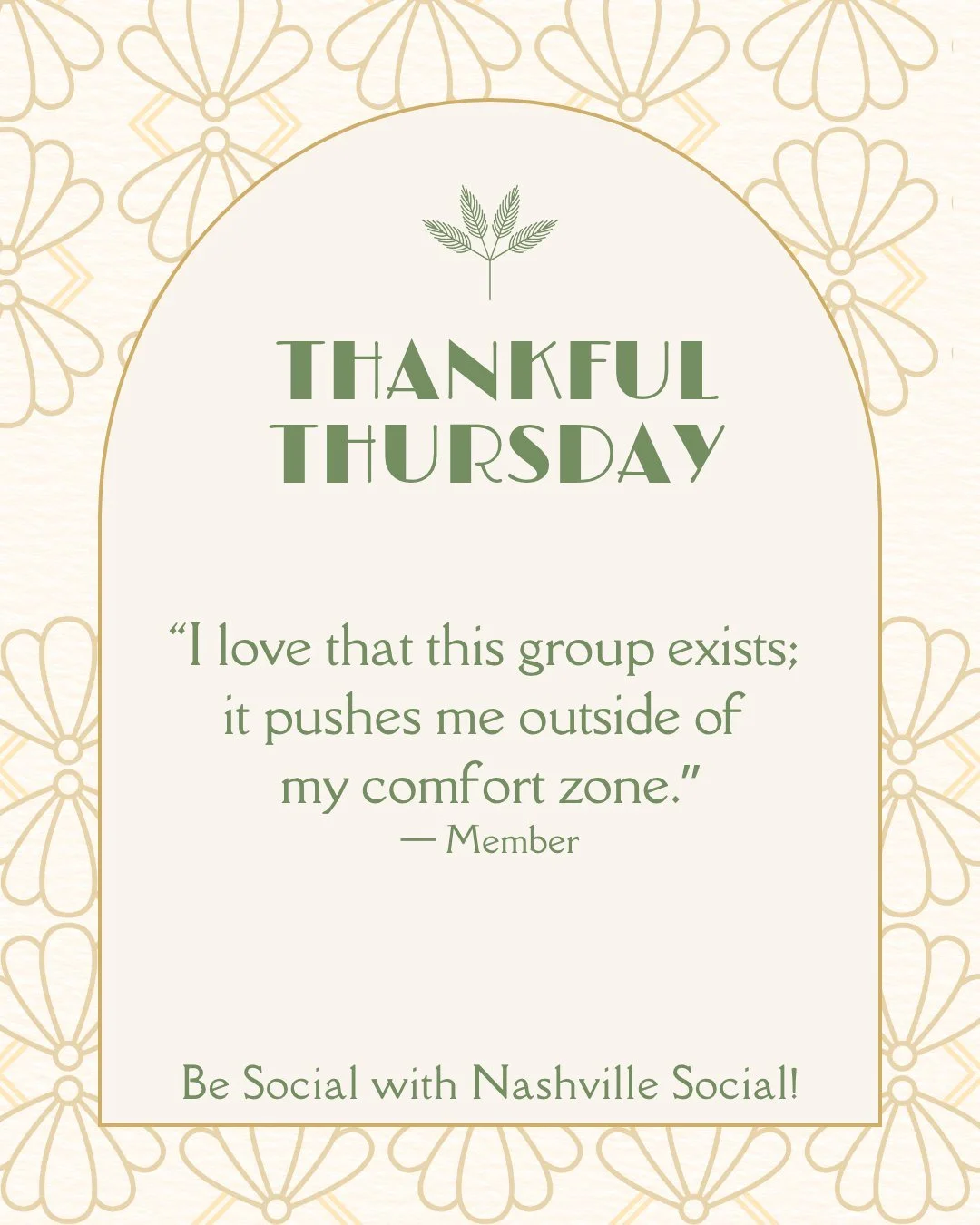 Thankful Thursday...
Feedback is a gift we are so very grateful for!

&ldquo;I love that this group exists; 
it pushes me outside of 
my comfort zone.&rdquo;
&mdash; Member

#meetup #thankful #meetnewpeople #nashvilleevents #nashville