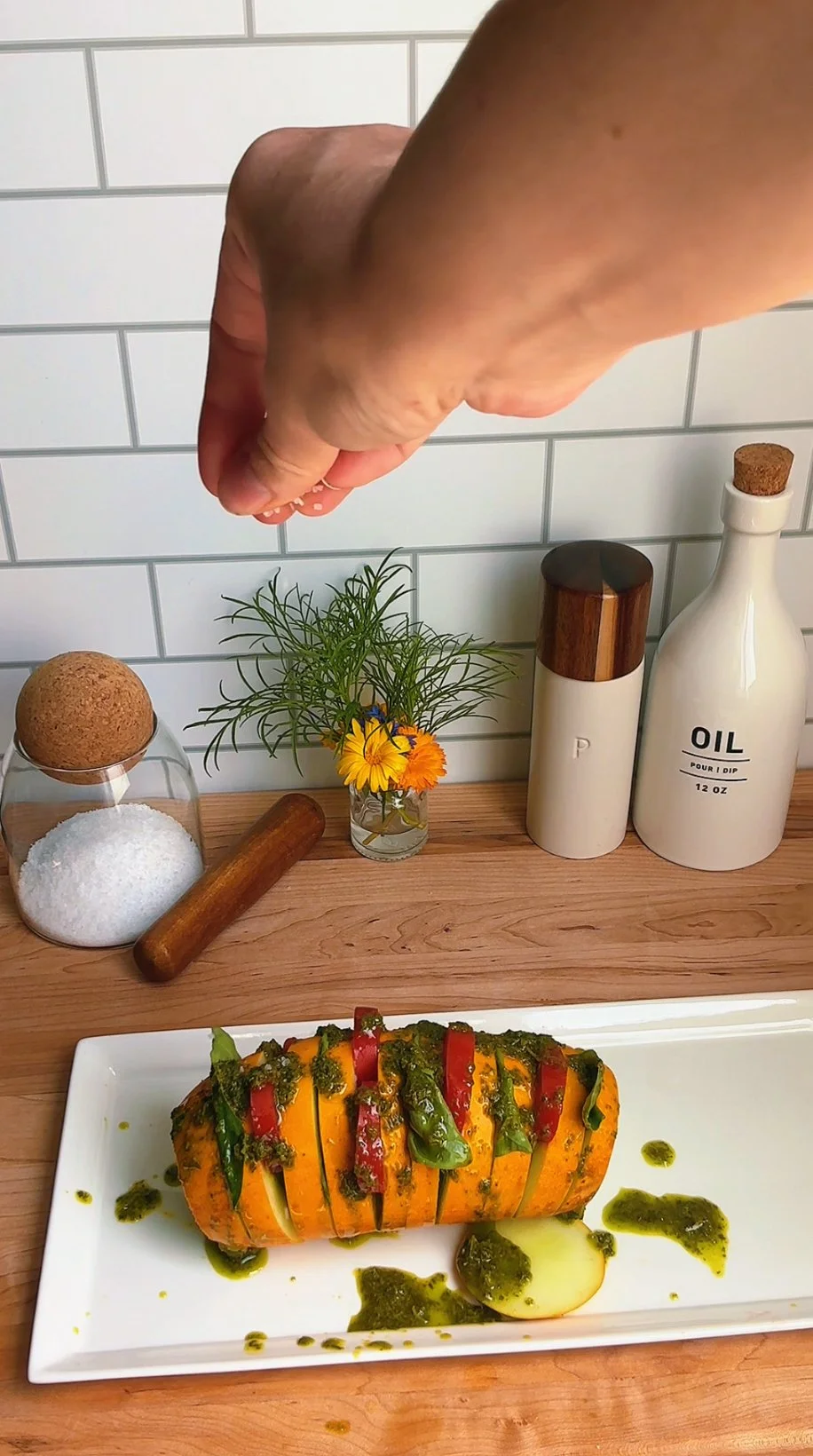How to Make Hasselback Cucumbers with Basil and Tomatoes