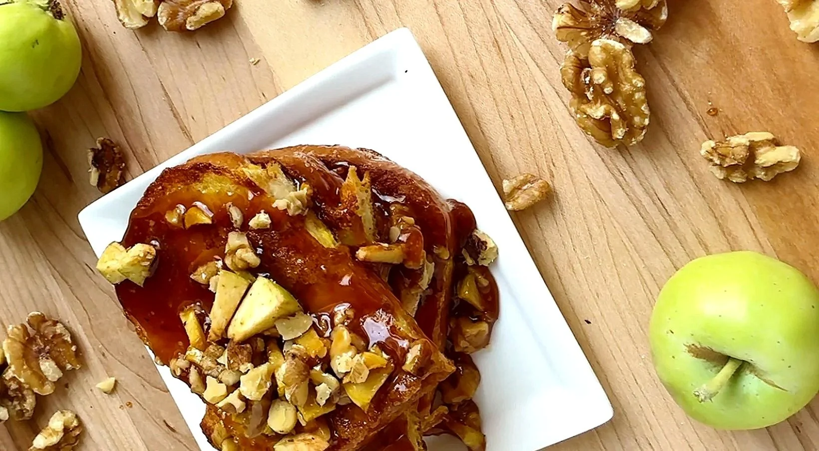 Cinnamon French Toast with Apple-Walnut Caramel Syrup