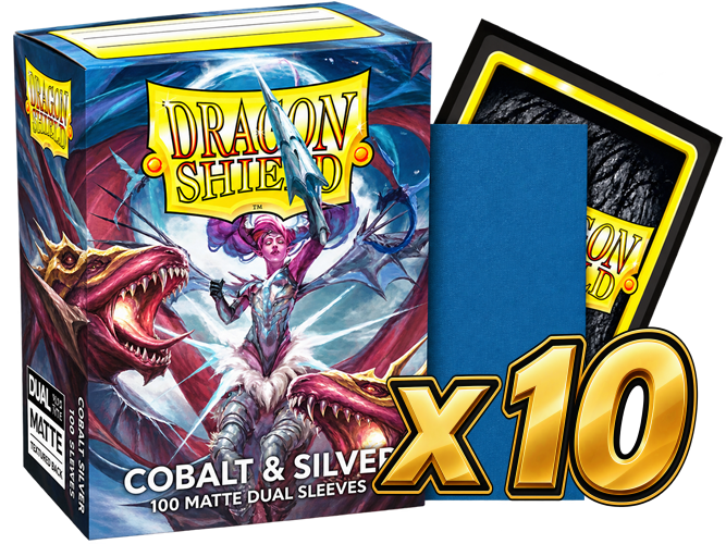 Dragon Shield - Cobalt & Silver Dual Matte Sleeves Display (10x 100ct Boxes)