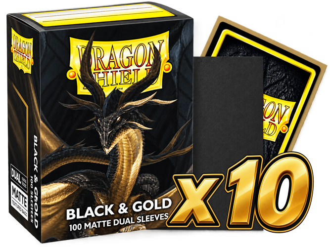 Dragon Shield - Black & Gold Dual Matte Sleeves Display (10x 100ct Boxes)